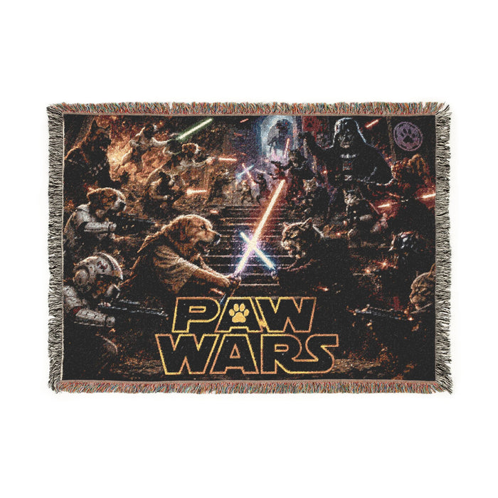 Funny Pet Woven Blanket, Paw Wars Blanket, Dog and Cat Meme Throw Blanket, Gift for Pet Lovers
