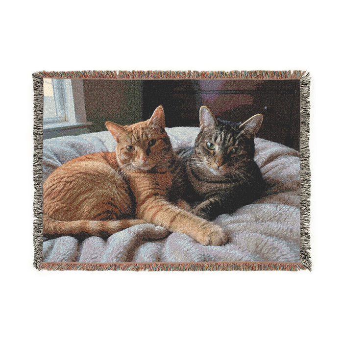 Custom Pet Photo Woven Blanket, Personalized Pet Blanket, Dog Cat Memorial Gift, Pet Portrait Blanket, Pet Lover Gift