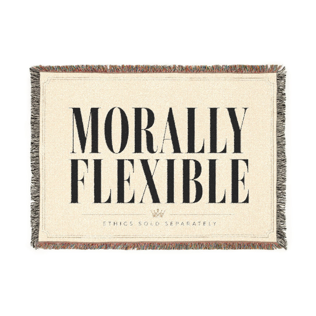 Morally Flexible Woven Blanket | Funny Typography Throw
