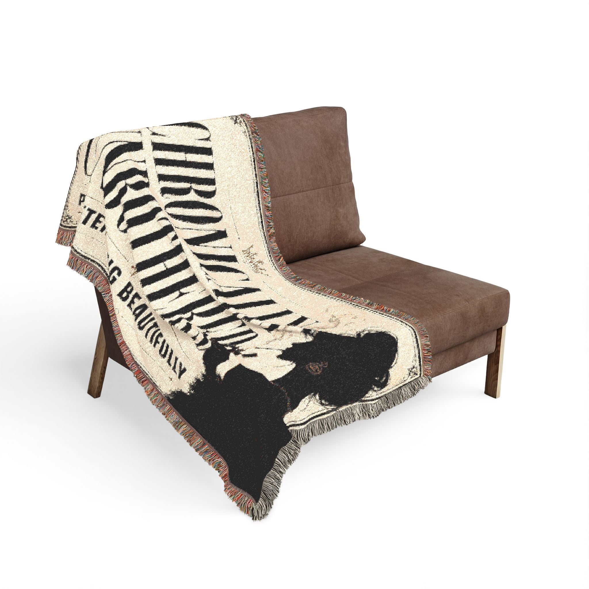 Chronically Unbothered woven blanket | silhouette typography throw
