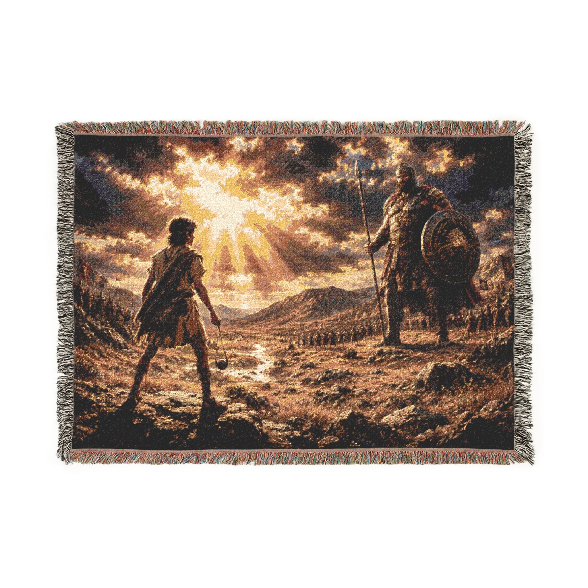 Faith Over Fear Blanket | David vs Goliath Christian Woven Blanket