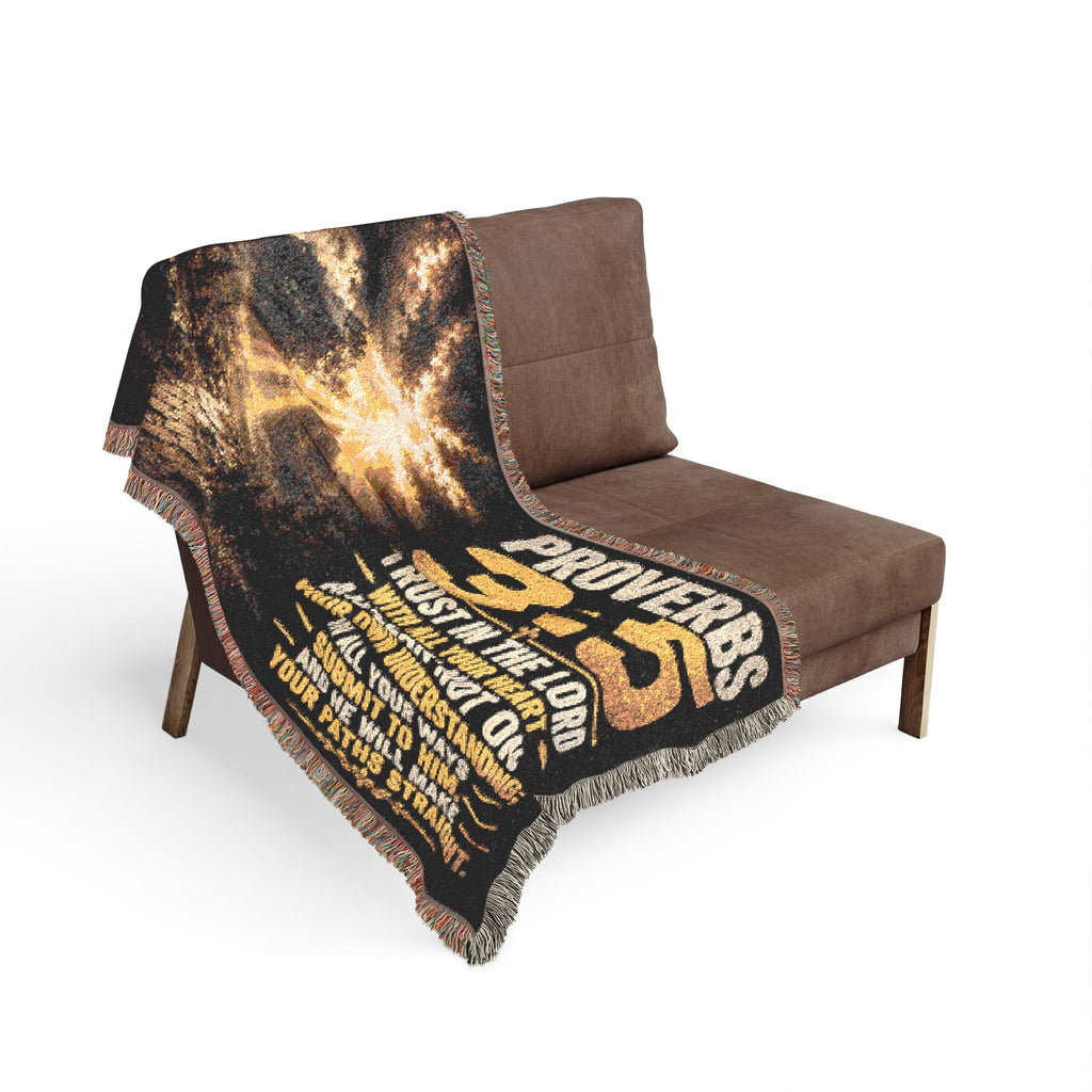 Proverbs 3:5 Scripture Woven Blanket | Trust in the Lord Bible Verse Throw