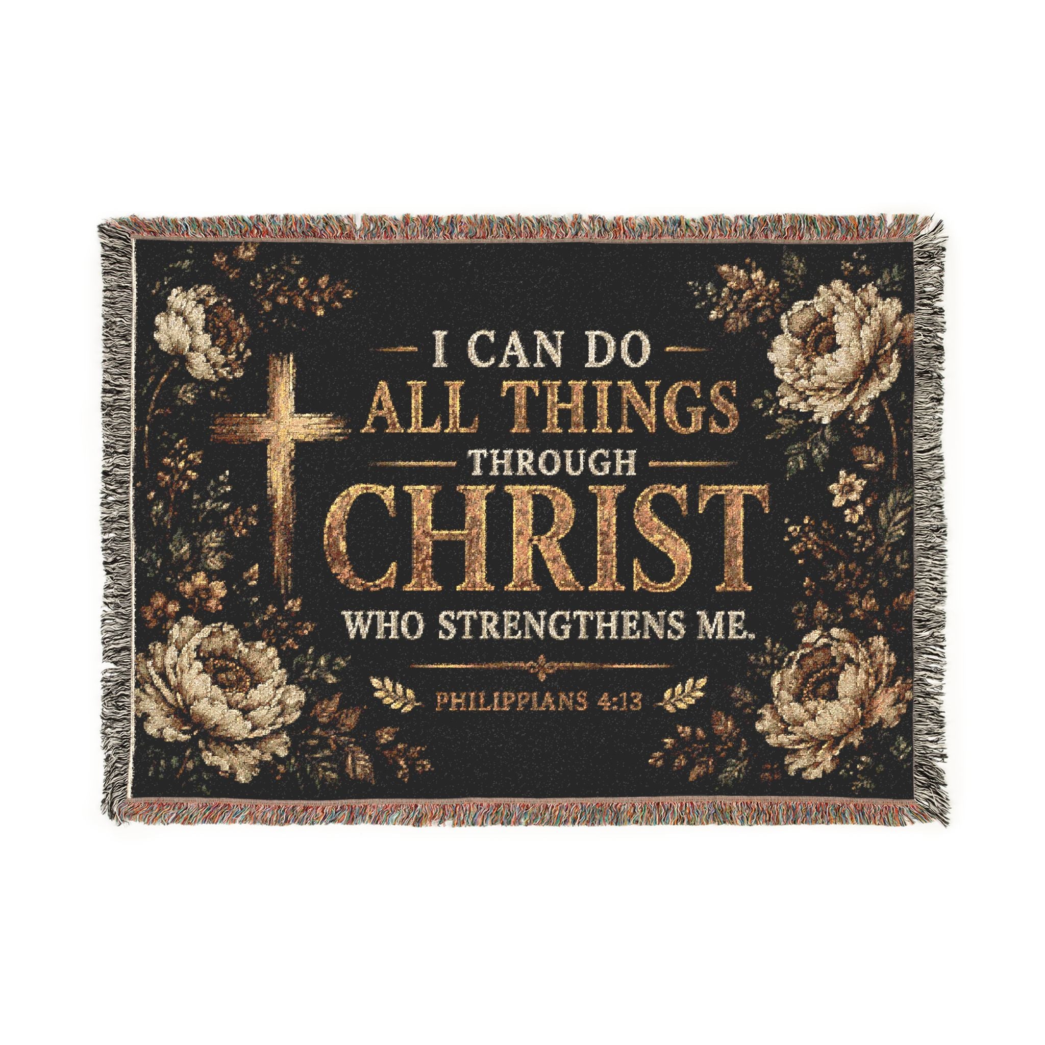 I Can Do All Things Through Christ woven blanket | Inspirational Scripture throw