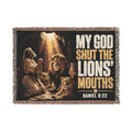 My God Shut the Lions' Mouths Woven Blanket | Daniel 6:22 Bible Verse