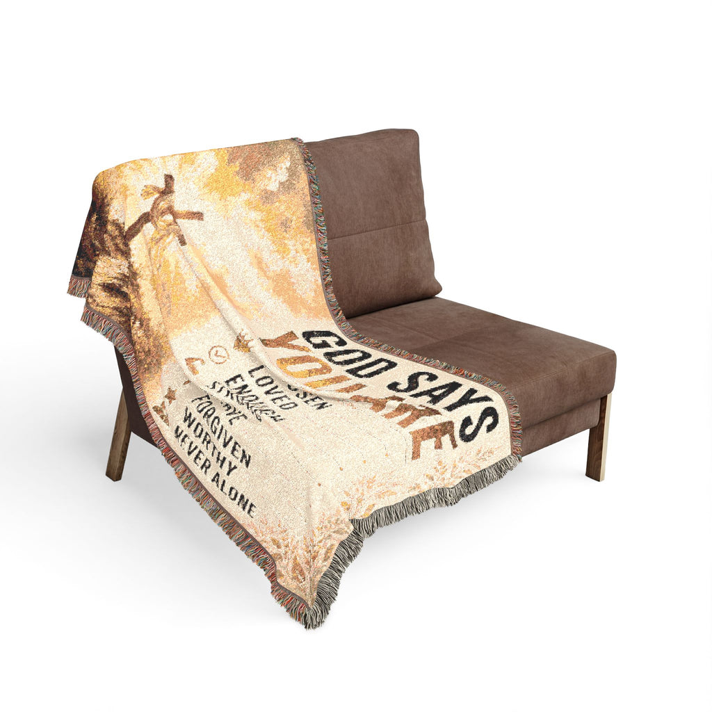 God Says You Are Woven Blanket | Religious Inspirational Throw