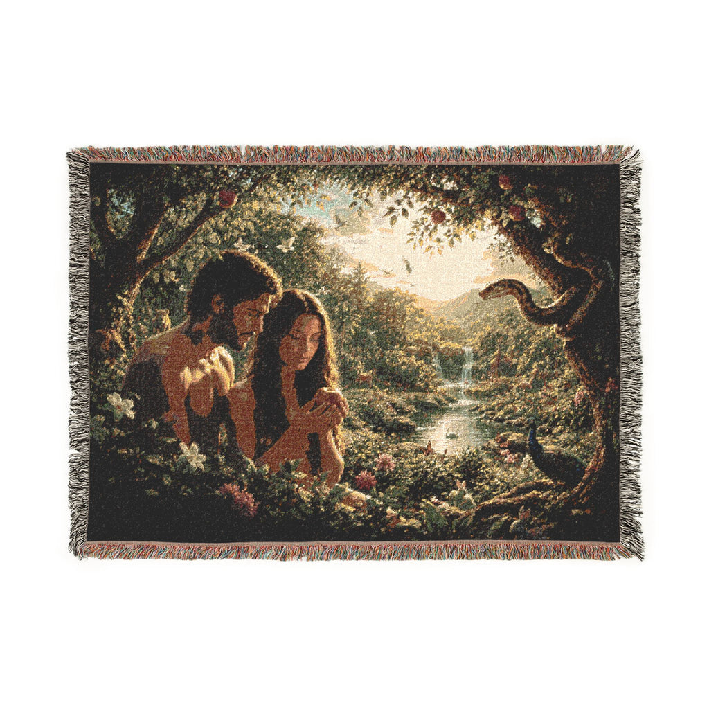 Adam And Eve christian  Woven Blanket | Scenic Tapestry Throw