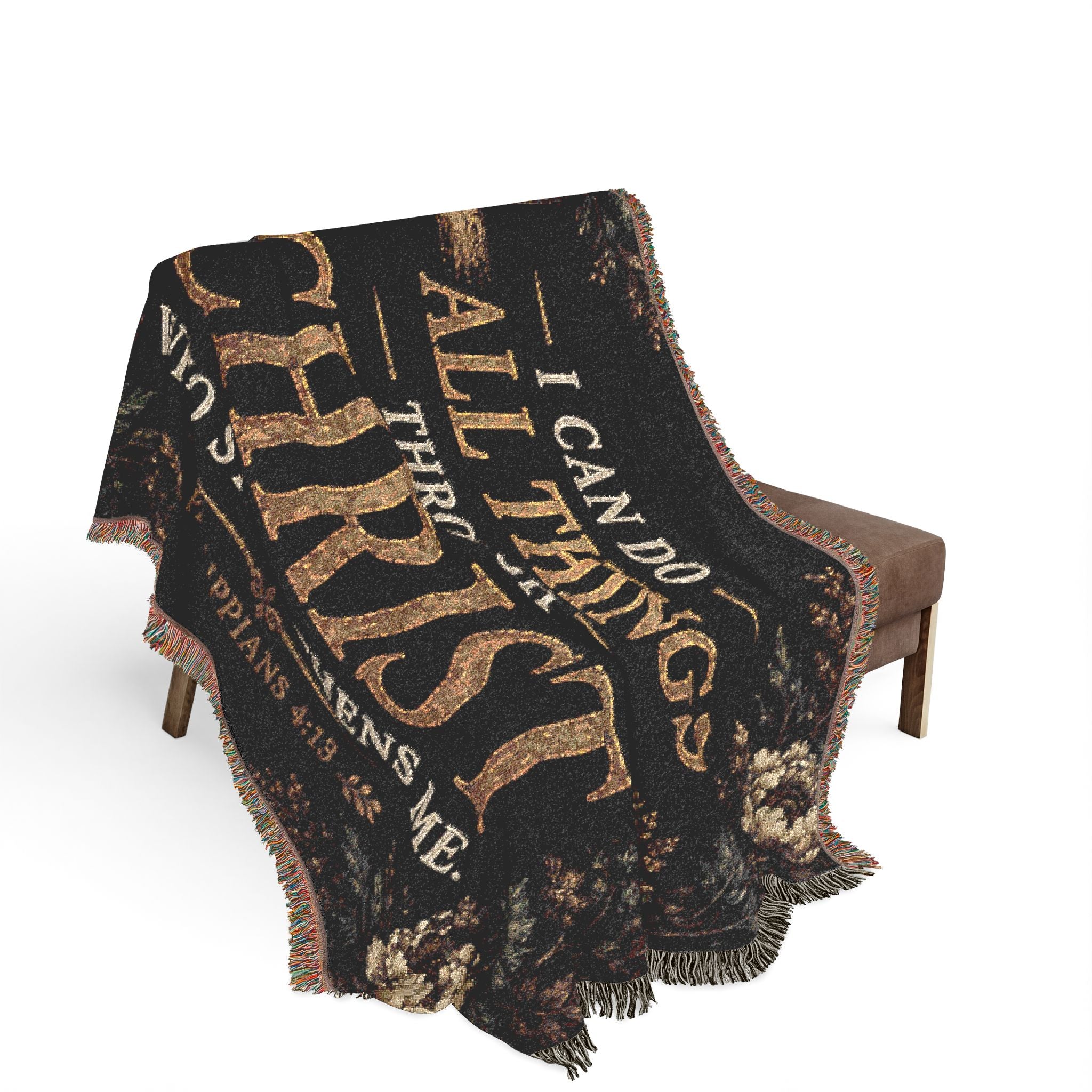 I Can Do All Things Through Christ woven blanket | Inspirational Scripture throw