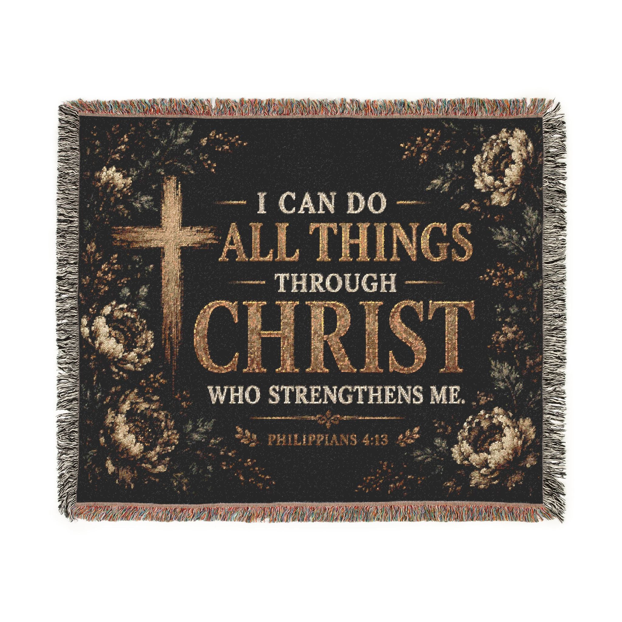 I Can Do All Things Through Christ woven blanket | Inspirational Scripture throw