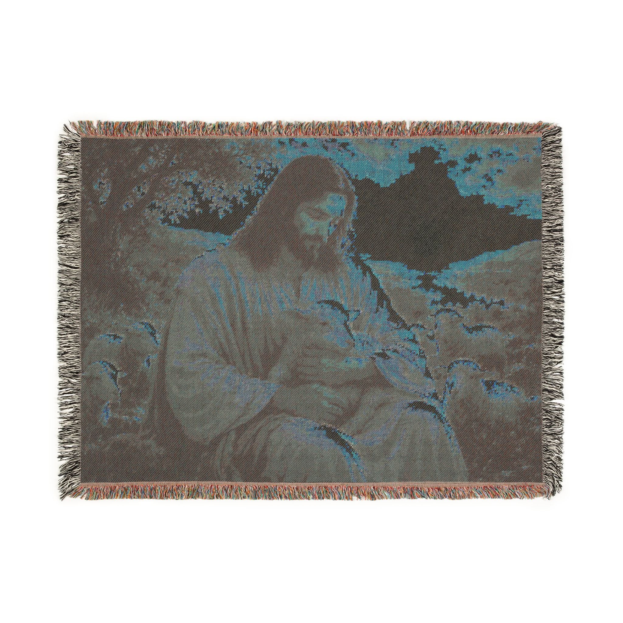 Jesus with Lamb Woven Blanket | Christian Religious Throw, Shepherd Artwork