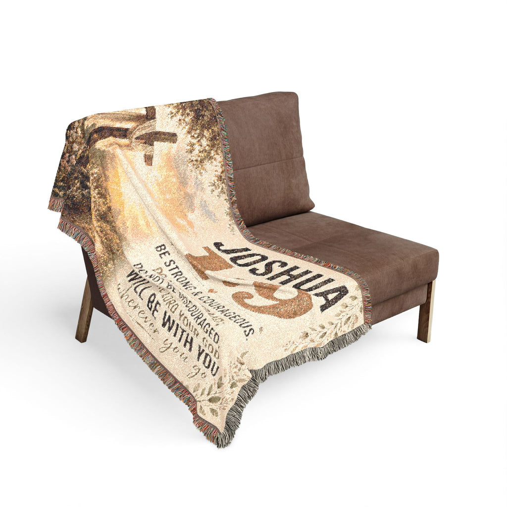 Joshua 1:9 Scripture Woven Blanket | Christian Bible Verse Throw