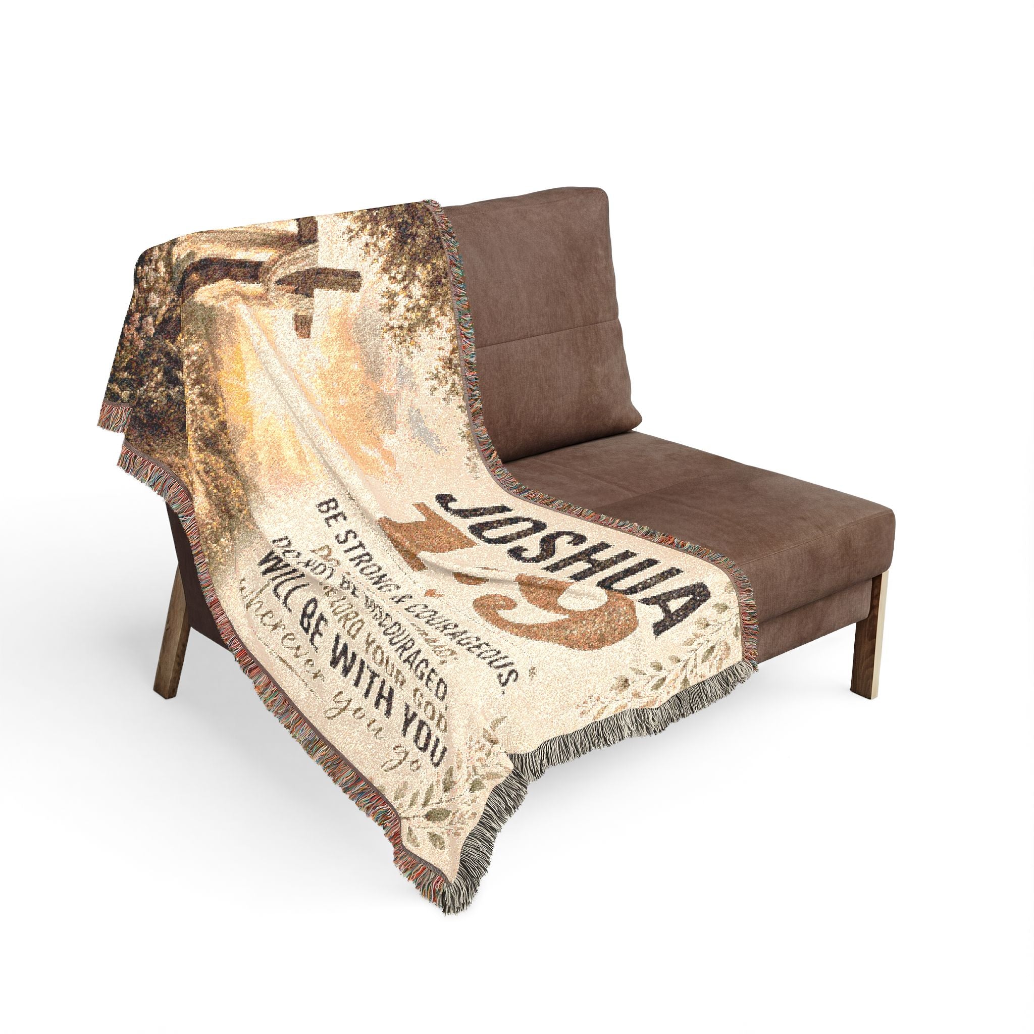 Joshua 1:9 Scripture Woven Blanket | Christian Bible Verse Throw