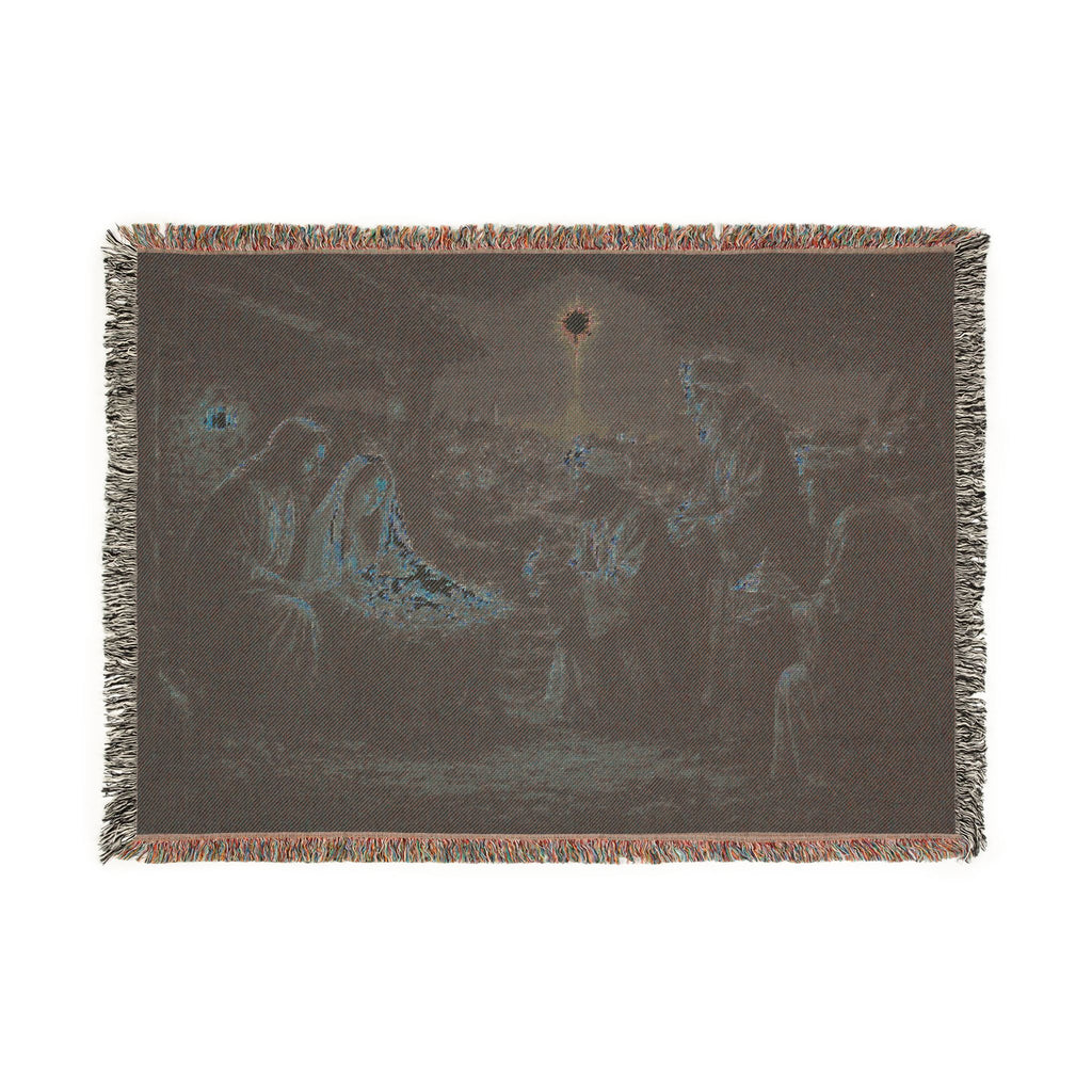 Nativity Scene Woven Blanket | Jesus Mary Joseph Manger Christmas Throw