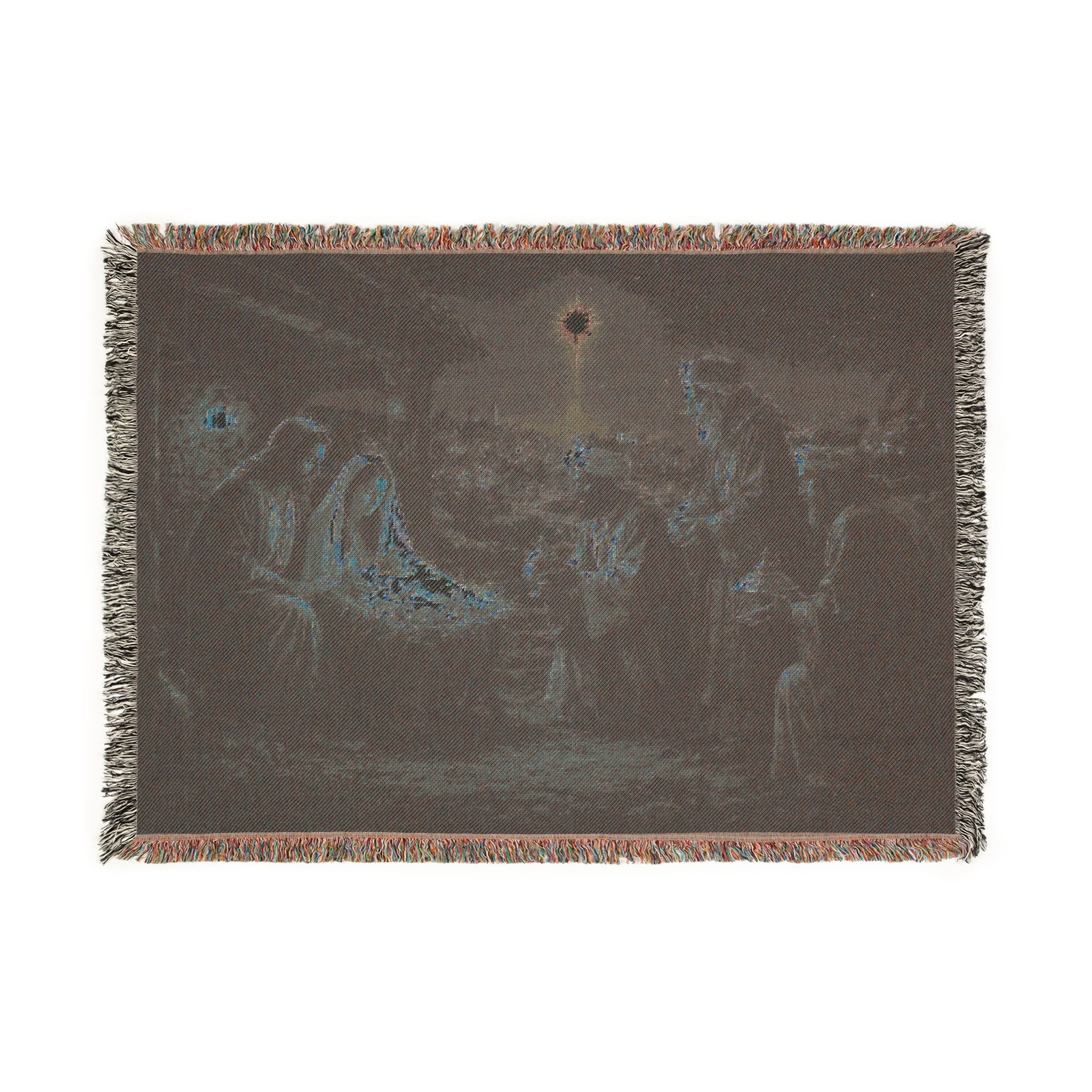 Nativity Scene Woven Blanket | Jesus Mary Joseph Manger Christmas Throw