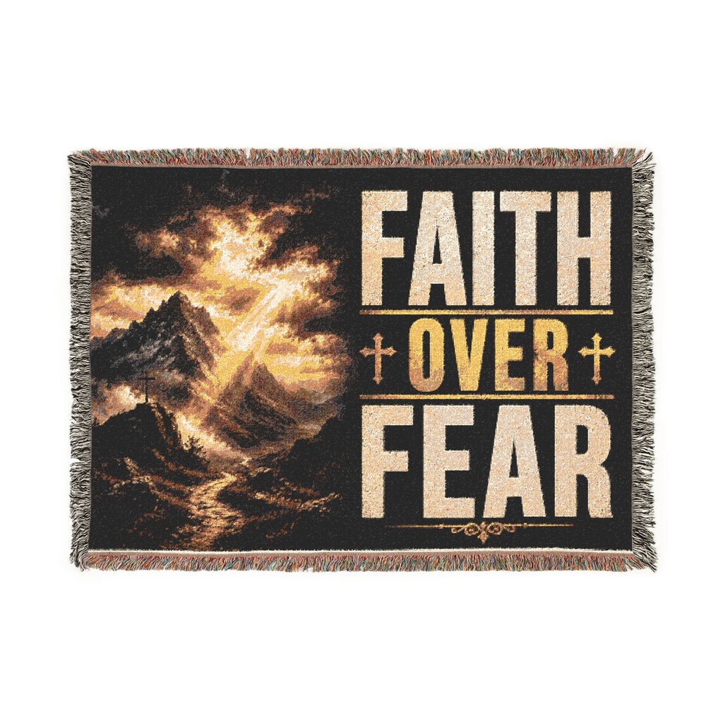 Faith Over Fear Woven Blanket | Christian Inspirational Throw