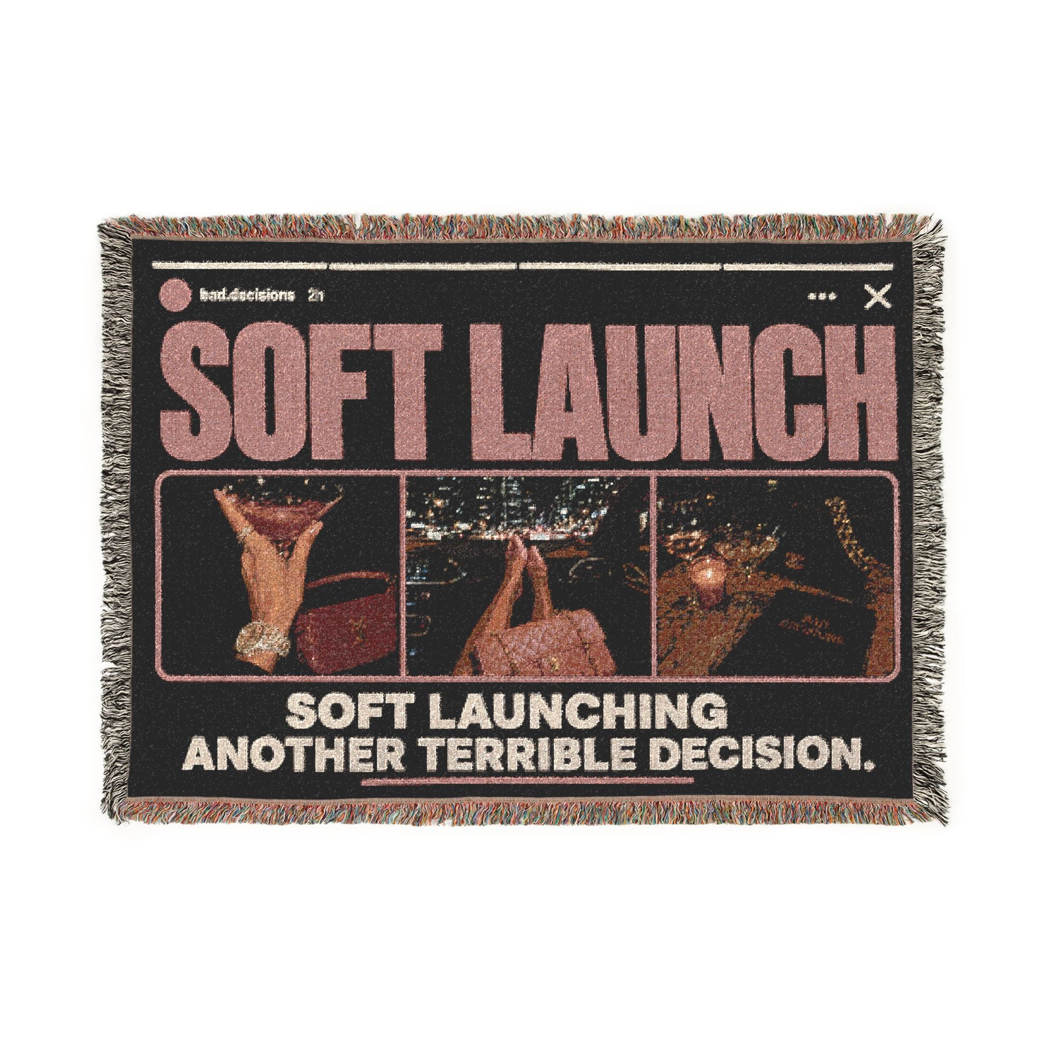 SofSoft Launch Blanket Funny Woven Throw, Dark Humor Meme Blanket, Luxury Girl Aesthetic Gift