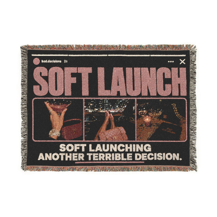 SofSoft Launch Blanket Funny Woven Throw, Dark Humor Meme Blanket, Luxury Girl Aesthetic Gift