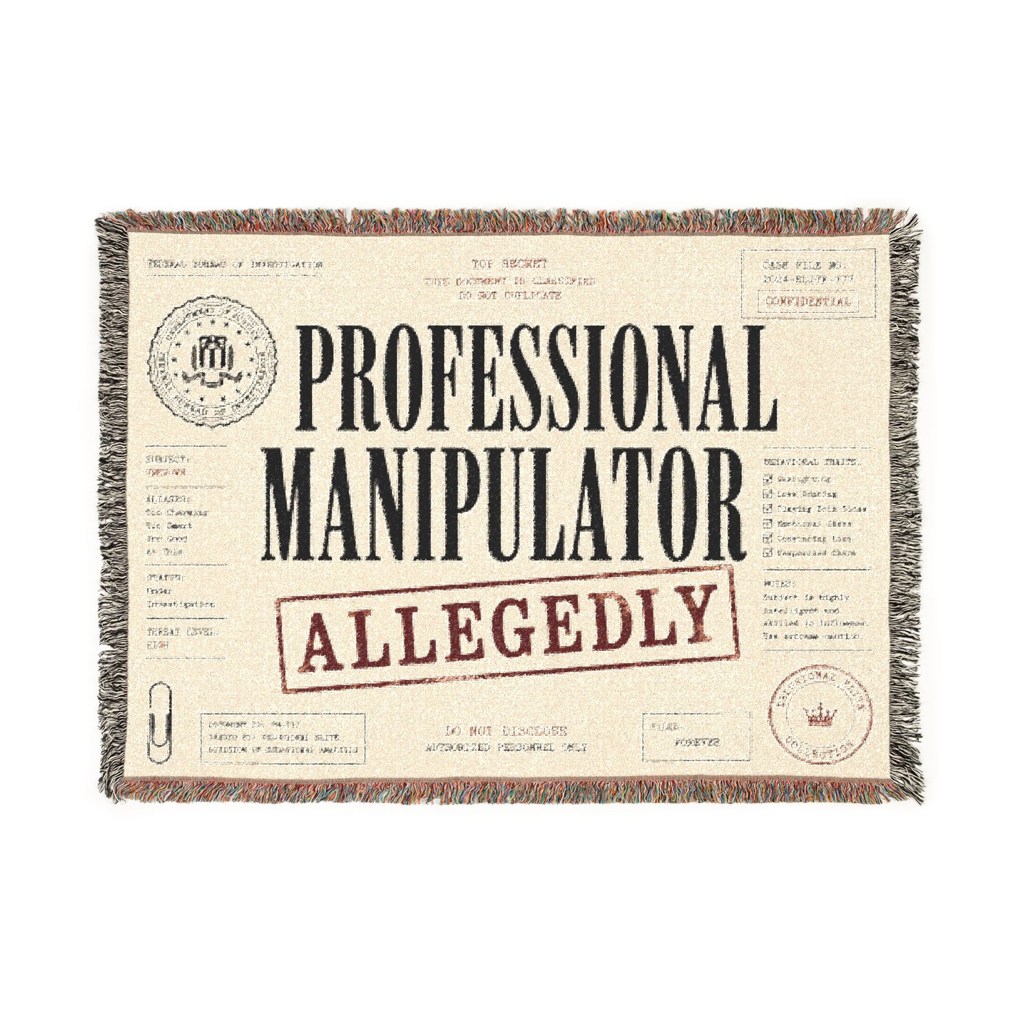 Professional Manipulator Allegedly Woven Blanket | Novelty Statement Throw