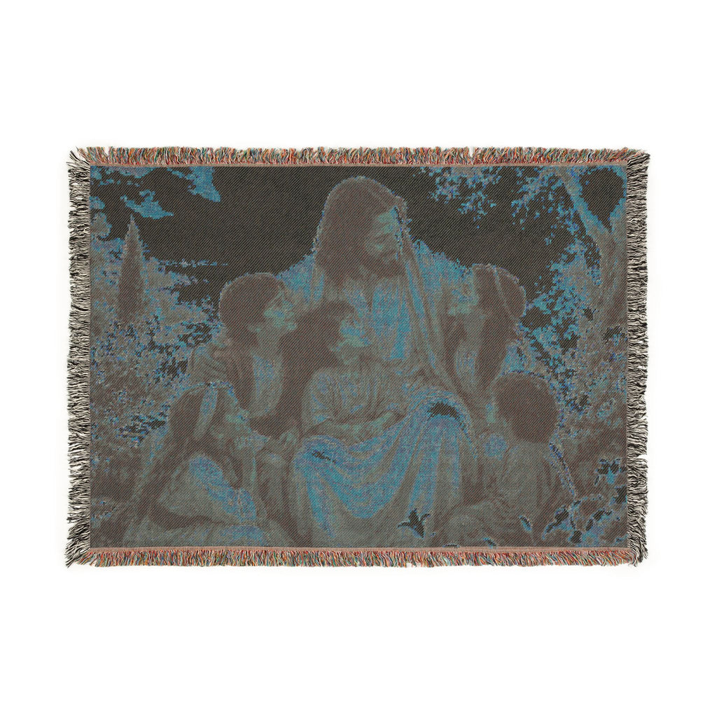 Jesus with Children Woven Blanket | Religious Christian Throw
