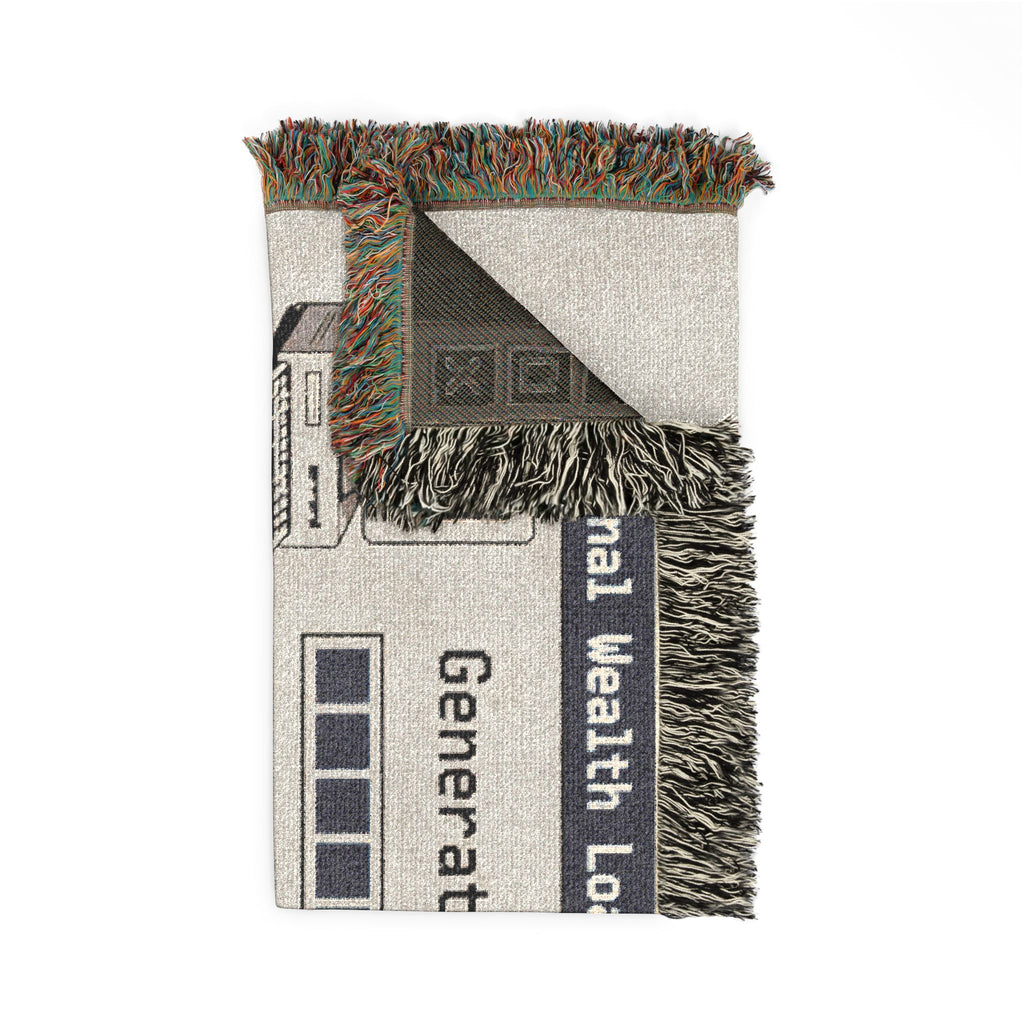 Generational Wealth Loading Blanket Funny Woven Throw, Retro Error Meme Blanket, Dark Humor Gift