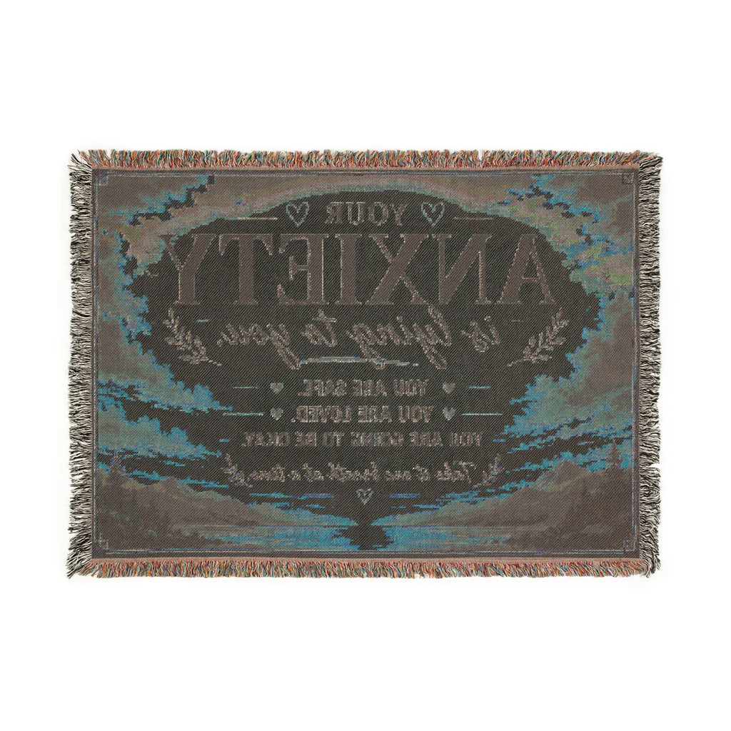 Mental Health Woven Blanket, Anxiety Comfort Blanket, Encouragement Gift, Your Anxiety Is Lying To You Throw Blanket