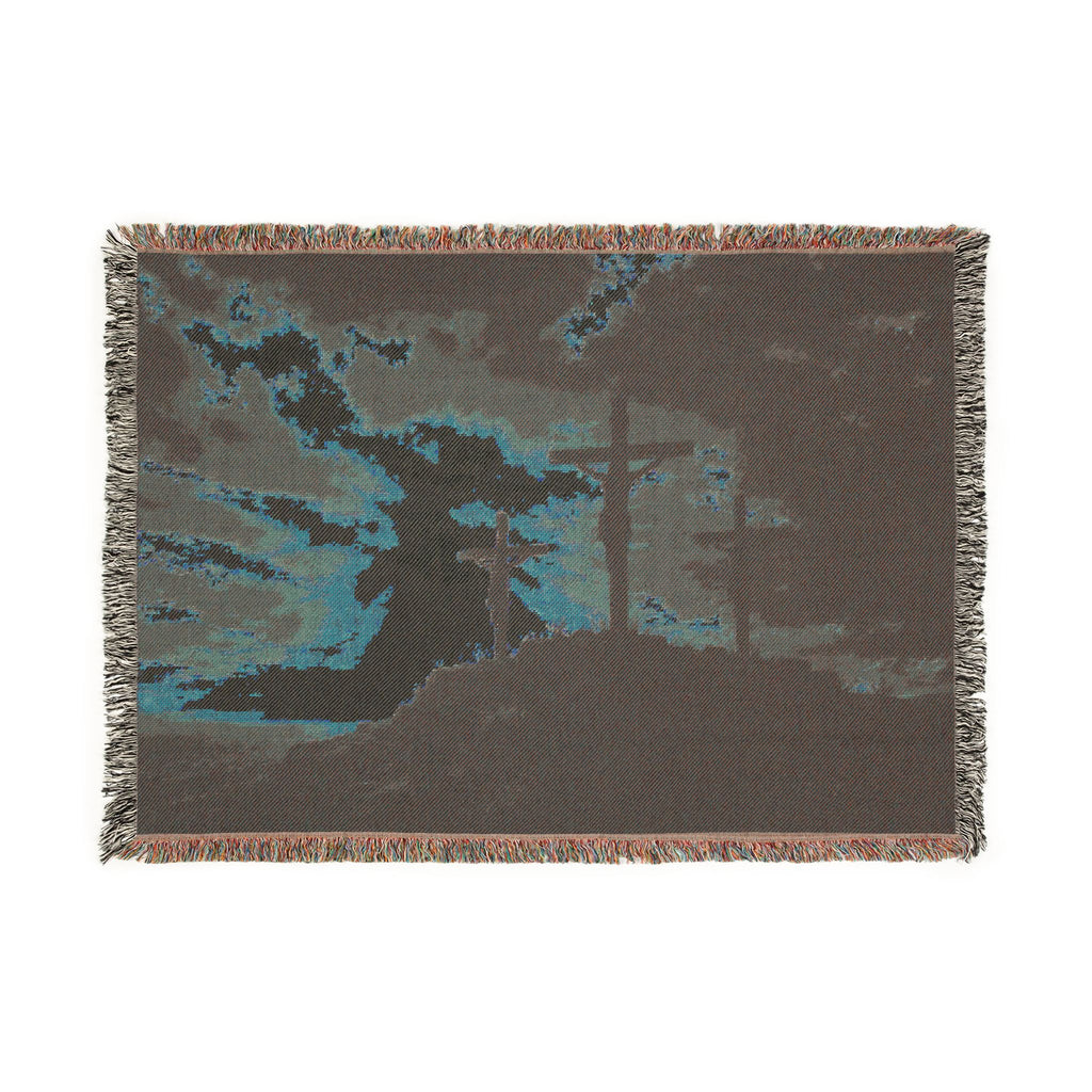 Sunset Crosses Woven Blanket | Religious Sunset Landscape Throw