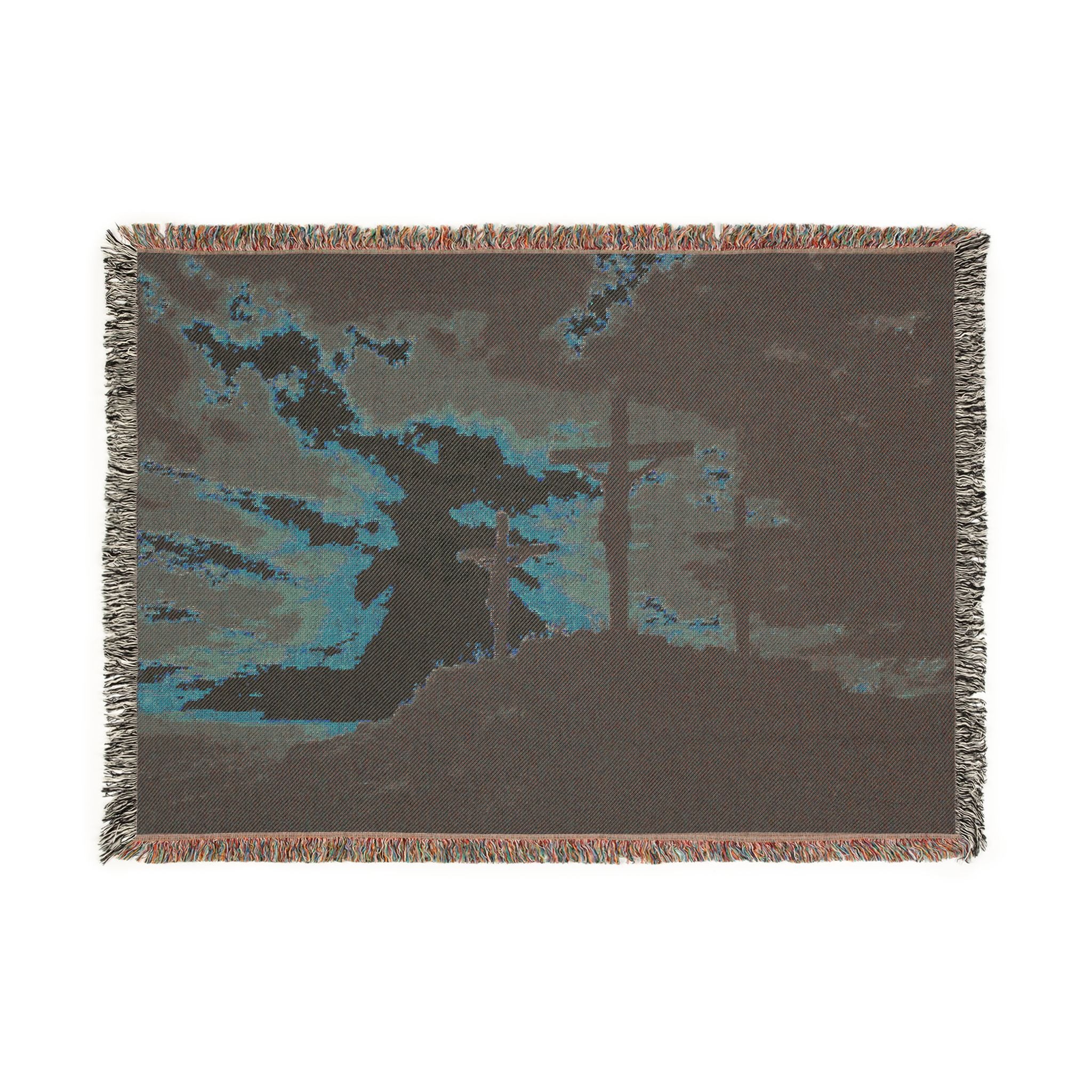 Sunset Crosses Woven Blanket | Religious Sunset Landscape Throw