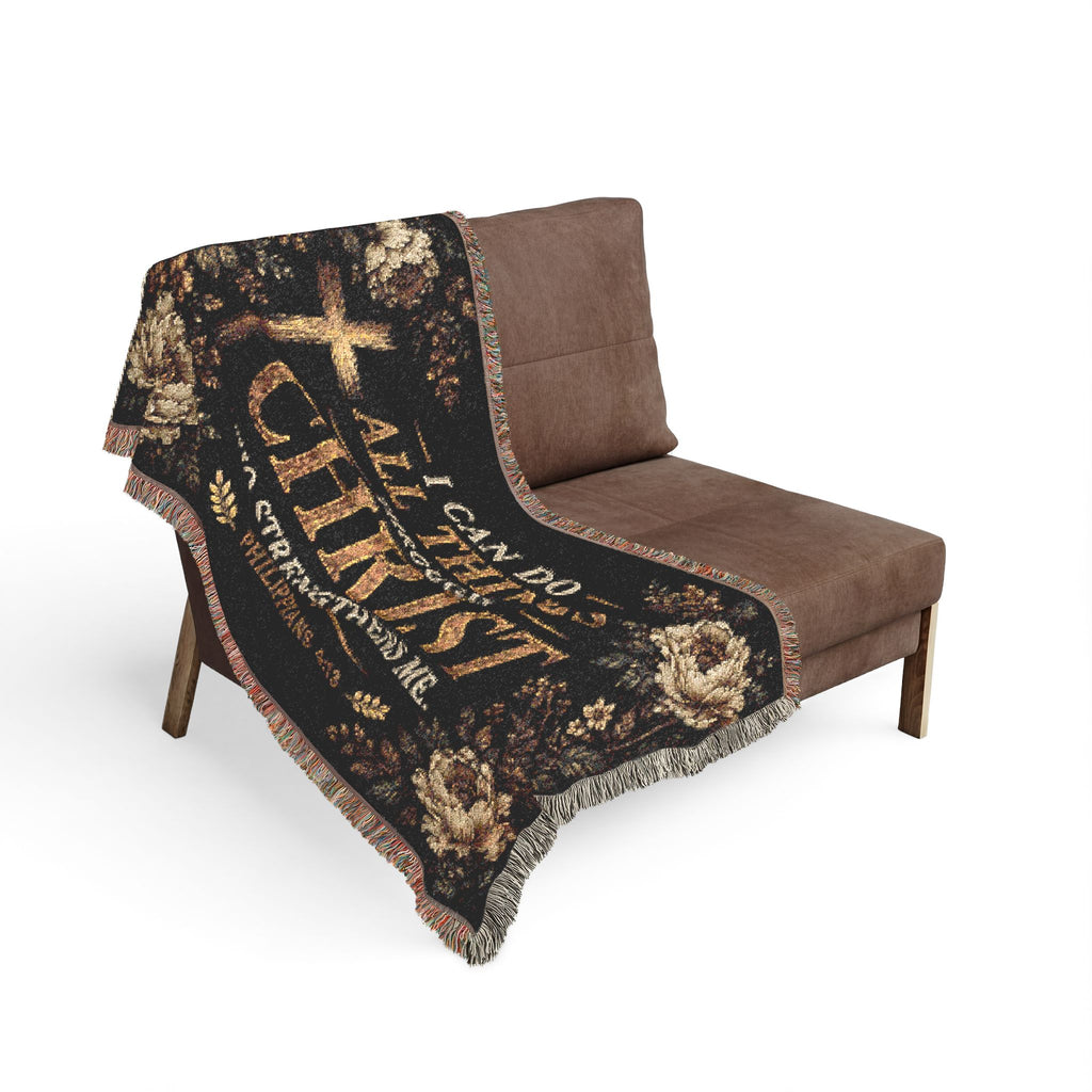 I Can Do All Things Through Christ woven blanket | Inspirational Scripture throw