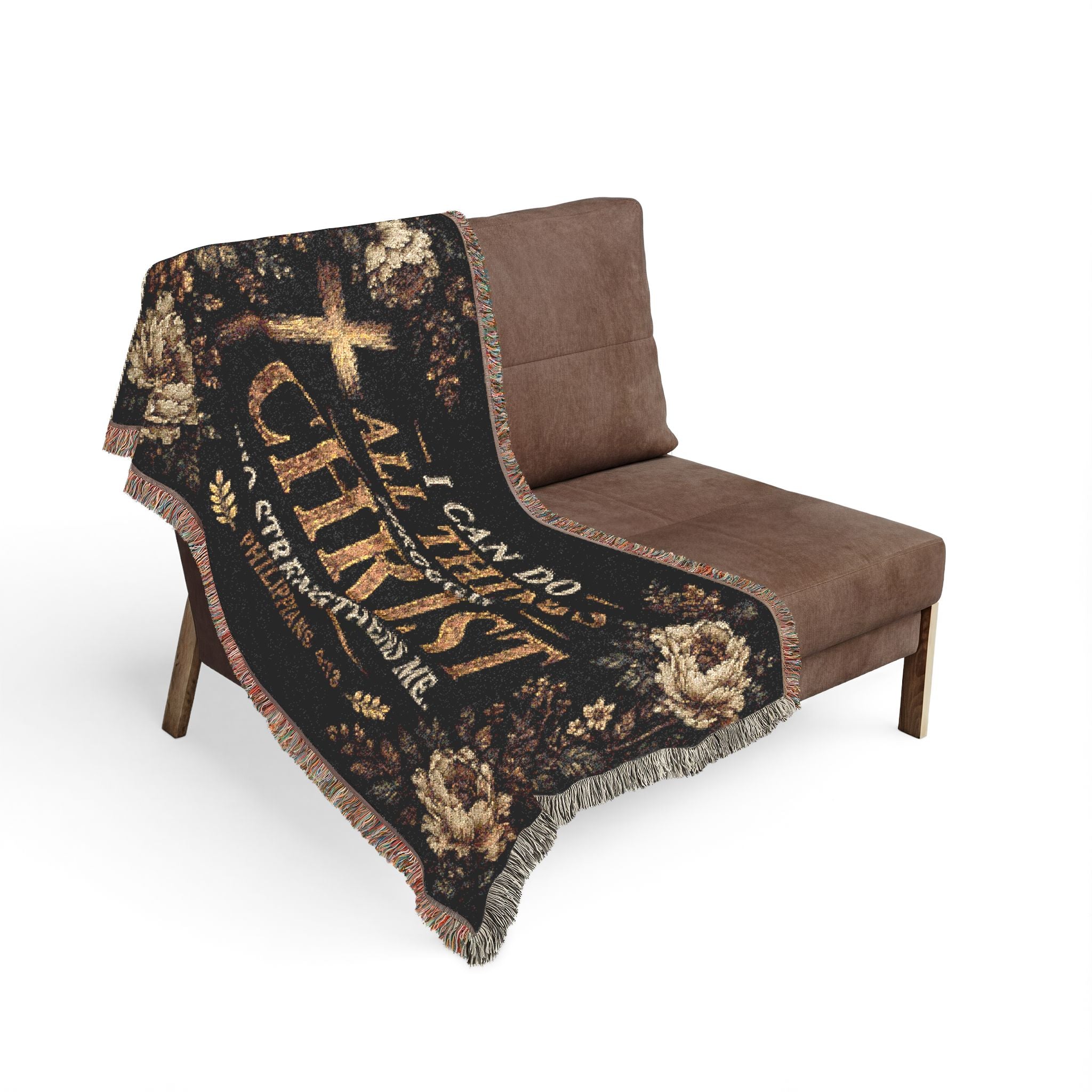 I Can Do All Things Through Christ woven blanket | Inspirational Scripture throw