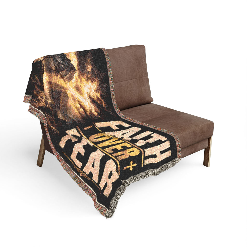 Faith Over Fear Woven Blanket | Christian Inspirational Throw