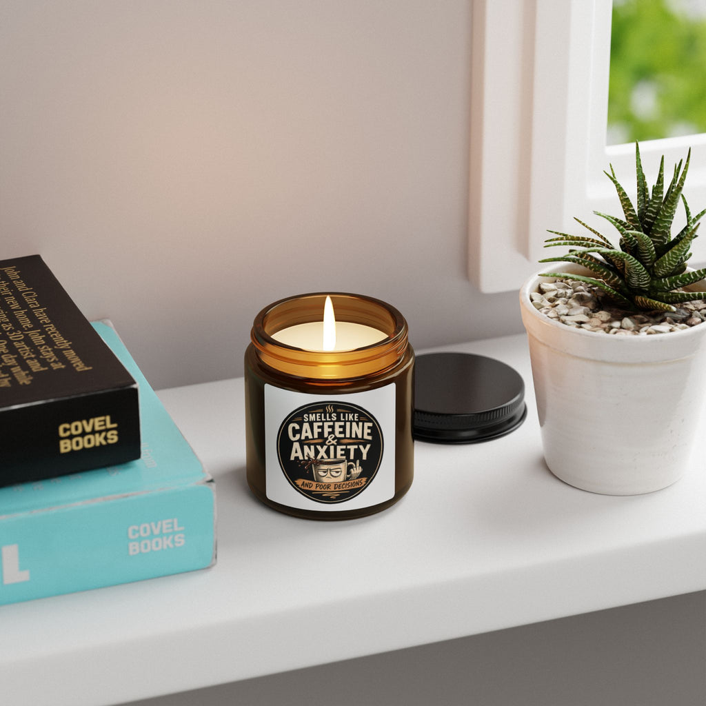 Smells Like Caffeine & Anxiety Candle Funny Gift, Coffee Lover Candle, Anxiety Gift