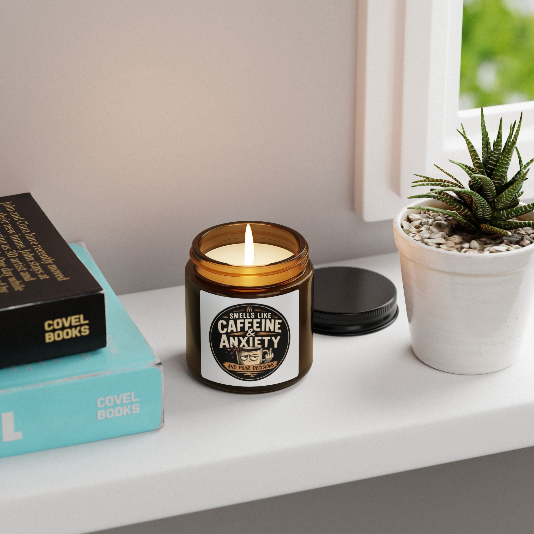 Smells Like Caffeine & Anxiety Candle Funny Gift, Coffee Lover Candle, Anxiety Gift