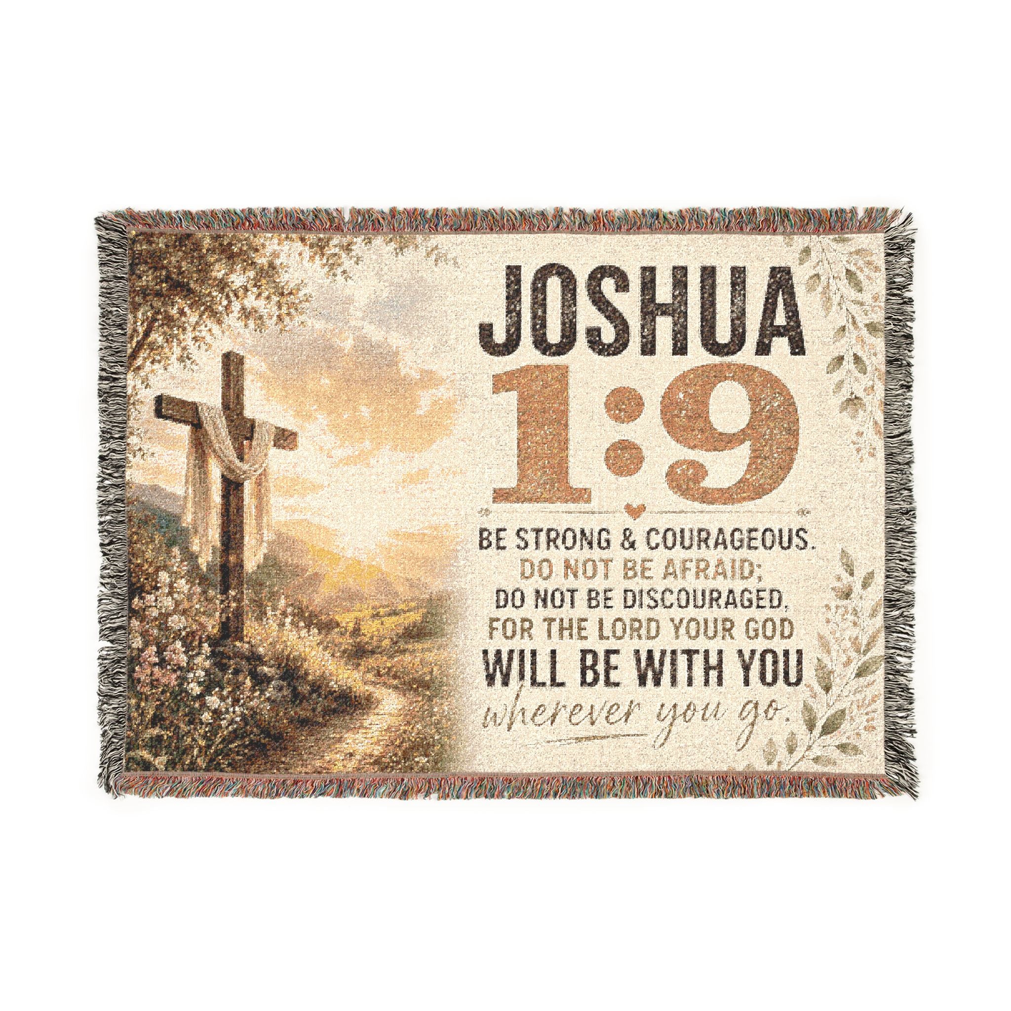 Joshua 1:9 Scripture Woven Blanket | Christian Bible Verse Throw