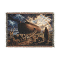 Noah's Ark Scene Woven Blanket | Rainbow, Animals, Biblical Landscape