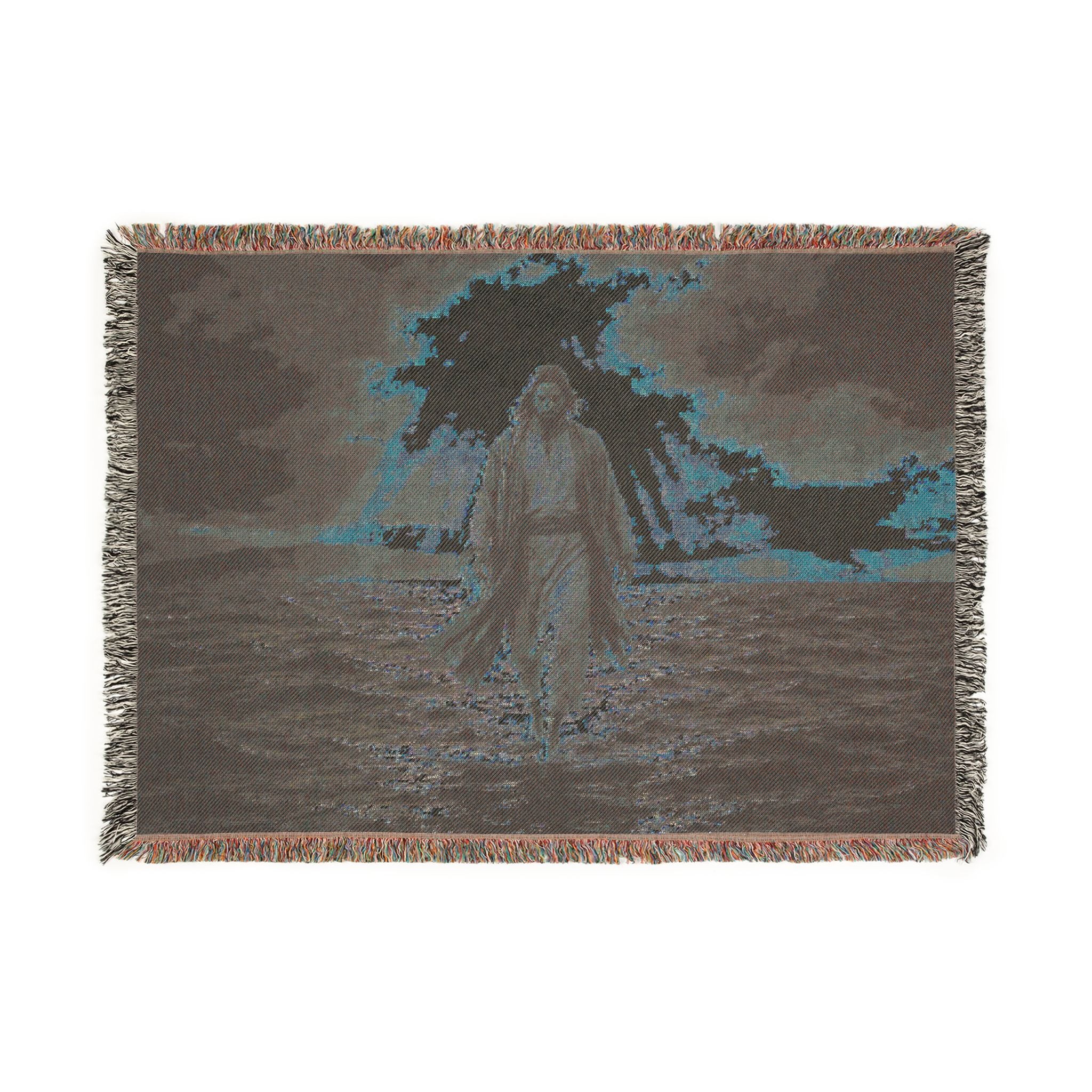 Walking on Water Jesus Woven Blanket | Religious Christian Scripture Throw