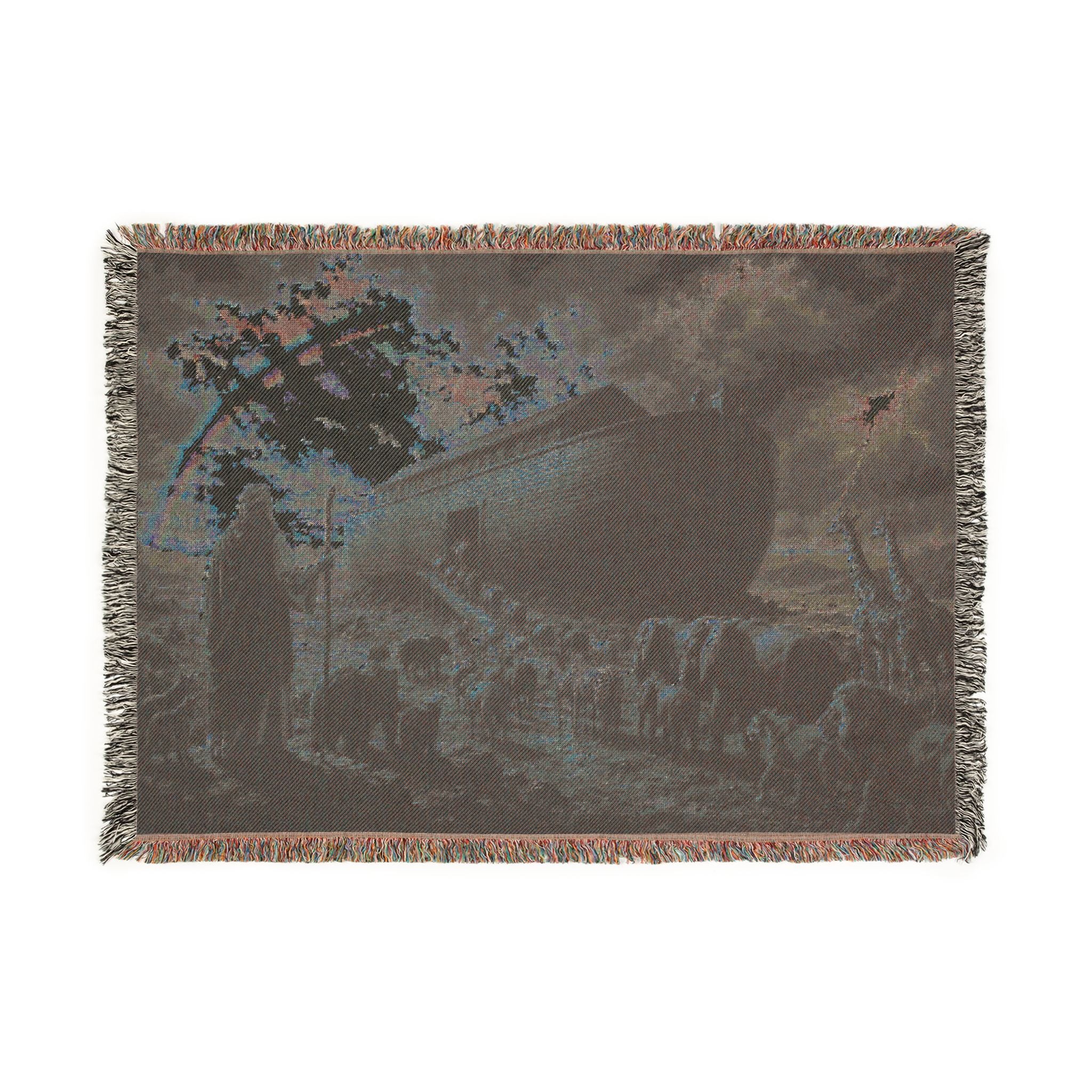 Noah's Ark Scene Woven Blanket | Rainbow, Animals, Biblical Landscape