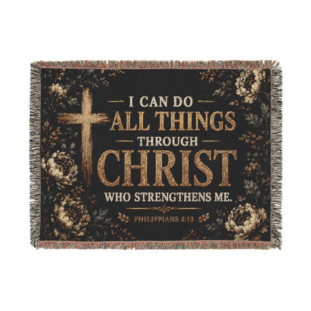I Can Do All Things Through Christ woven blanket | Inspirational Scripture throw