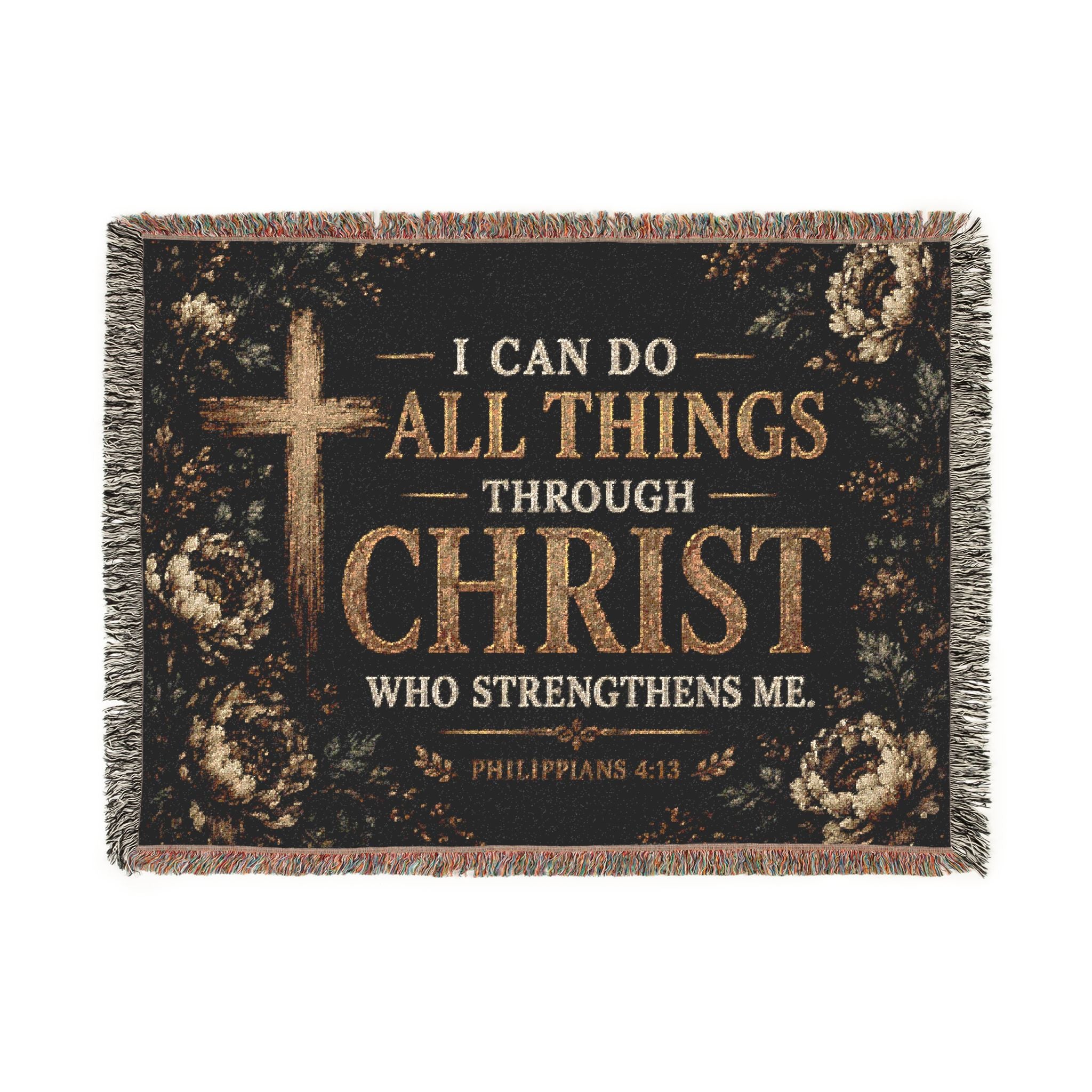 I Can Do All Things Through Christ woven blanket | Inspirational Scripture throw