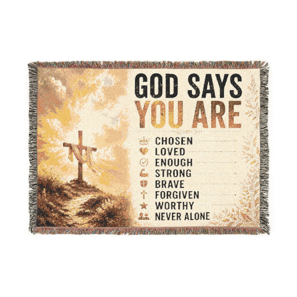 God Says You Are Woven Blanket | Religious Inspirational Throw