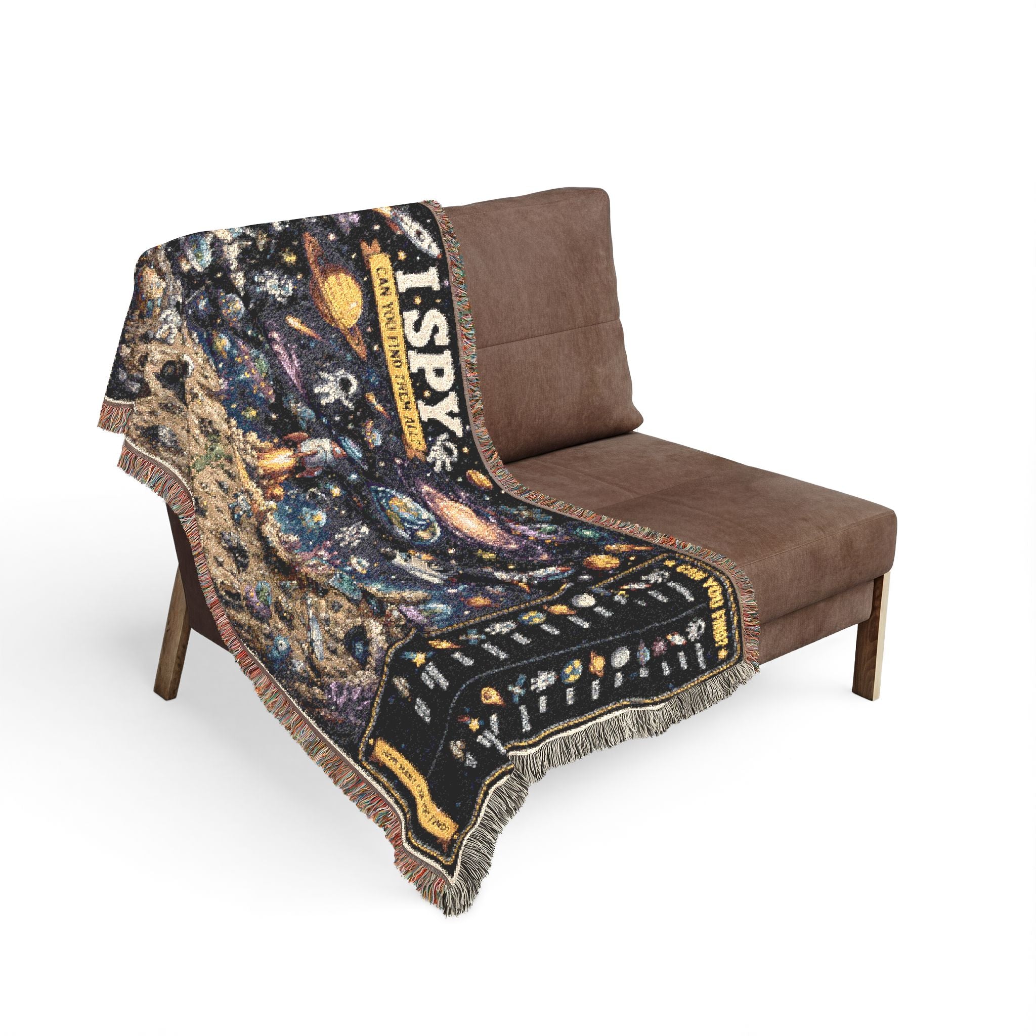 I SPY Space Adventure Woven Blanket | Outer Space Puzzle Scene