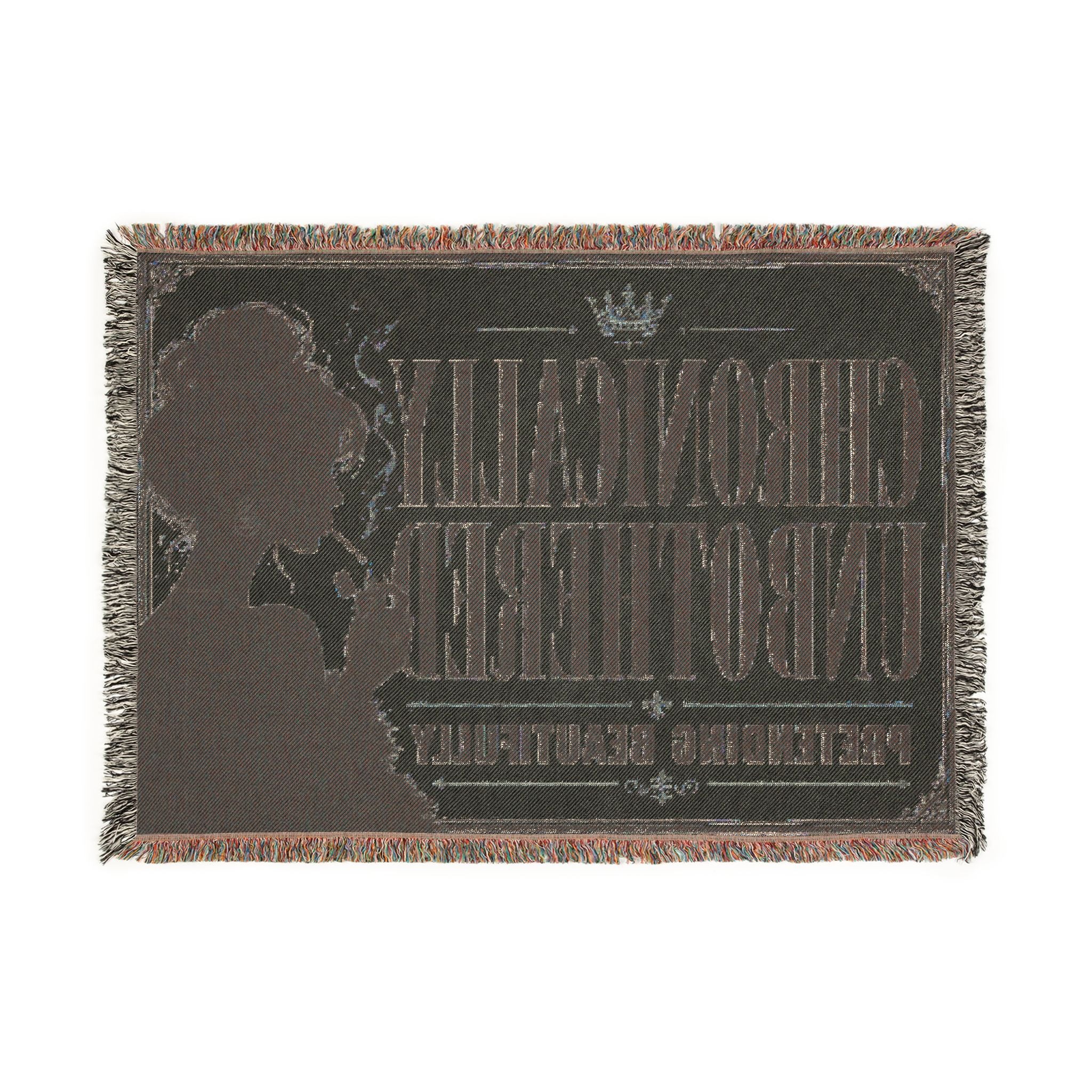 Chronically Unbothered woven blanket | silhouette typography throw