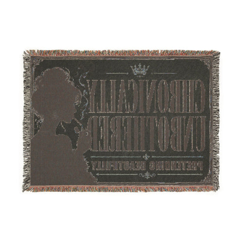 Chronically Unbothered woven blanket | silhouette typography throw