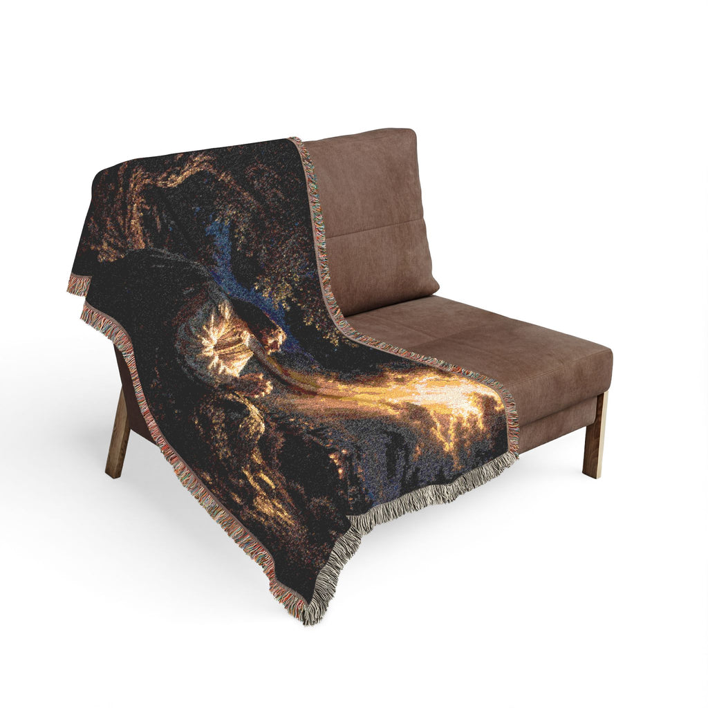 Praying Figure Woven Blanket | Religious Nativity Scene, Spiritual Home Decor