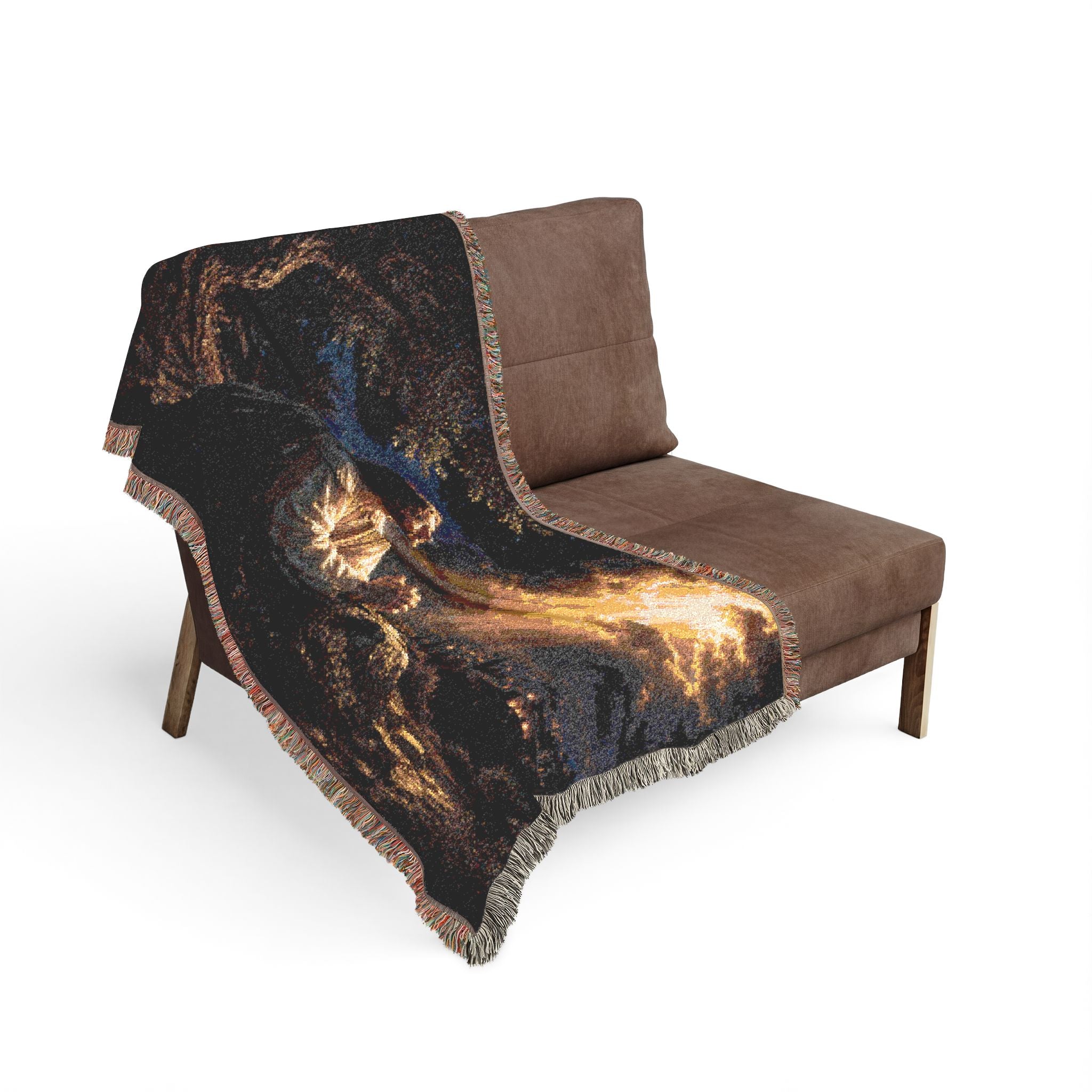 Praying Figure Woven Blanket | Religious Nativity Scene, Spiritual Home Decor