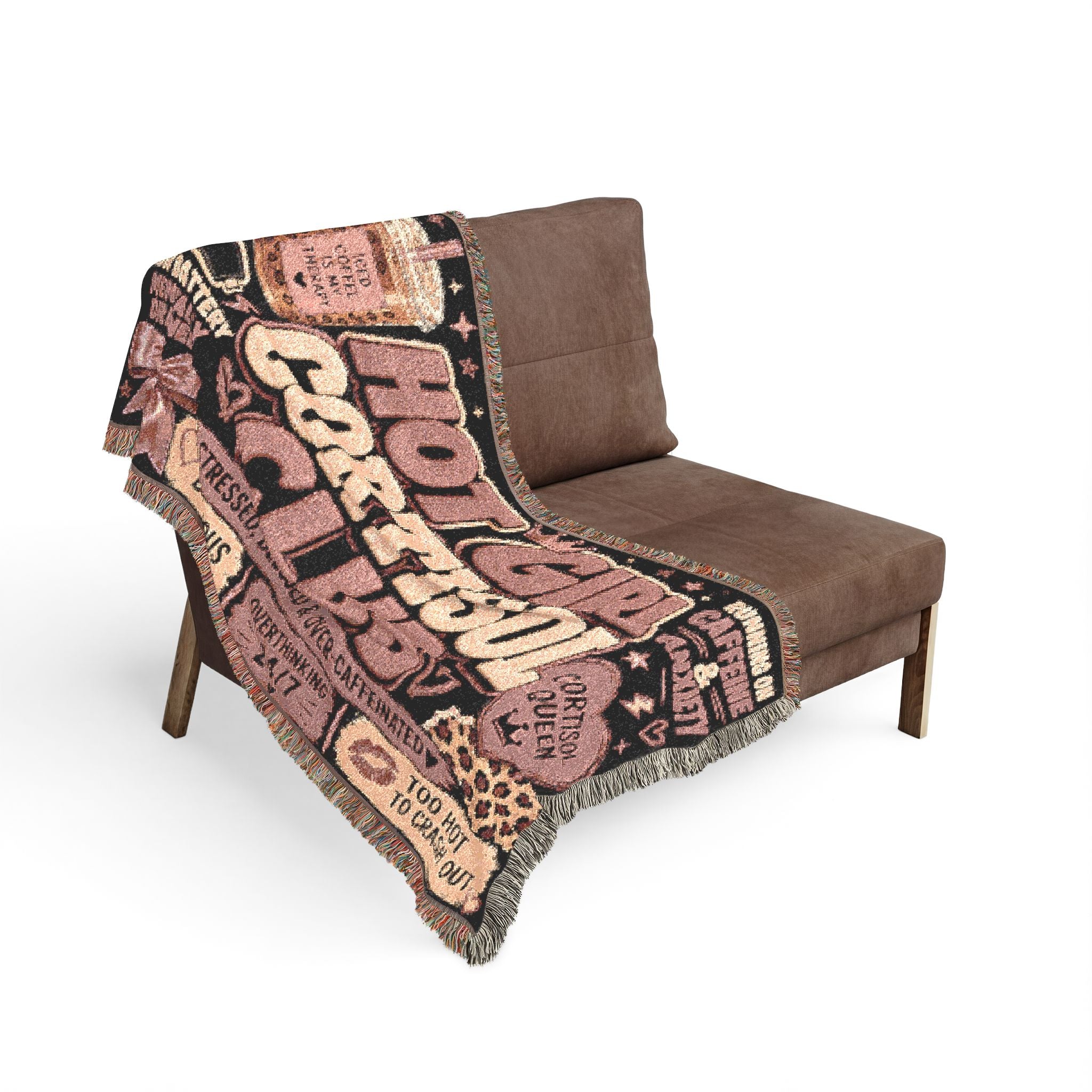 Hot Girl Cortisol Club Blanket Funny Anxiety Gift, Mental Health Woven Throw, Coquette Girl Decor