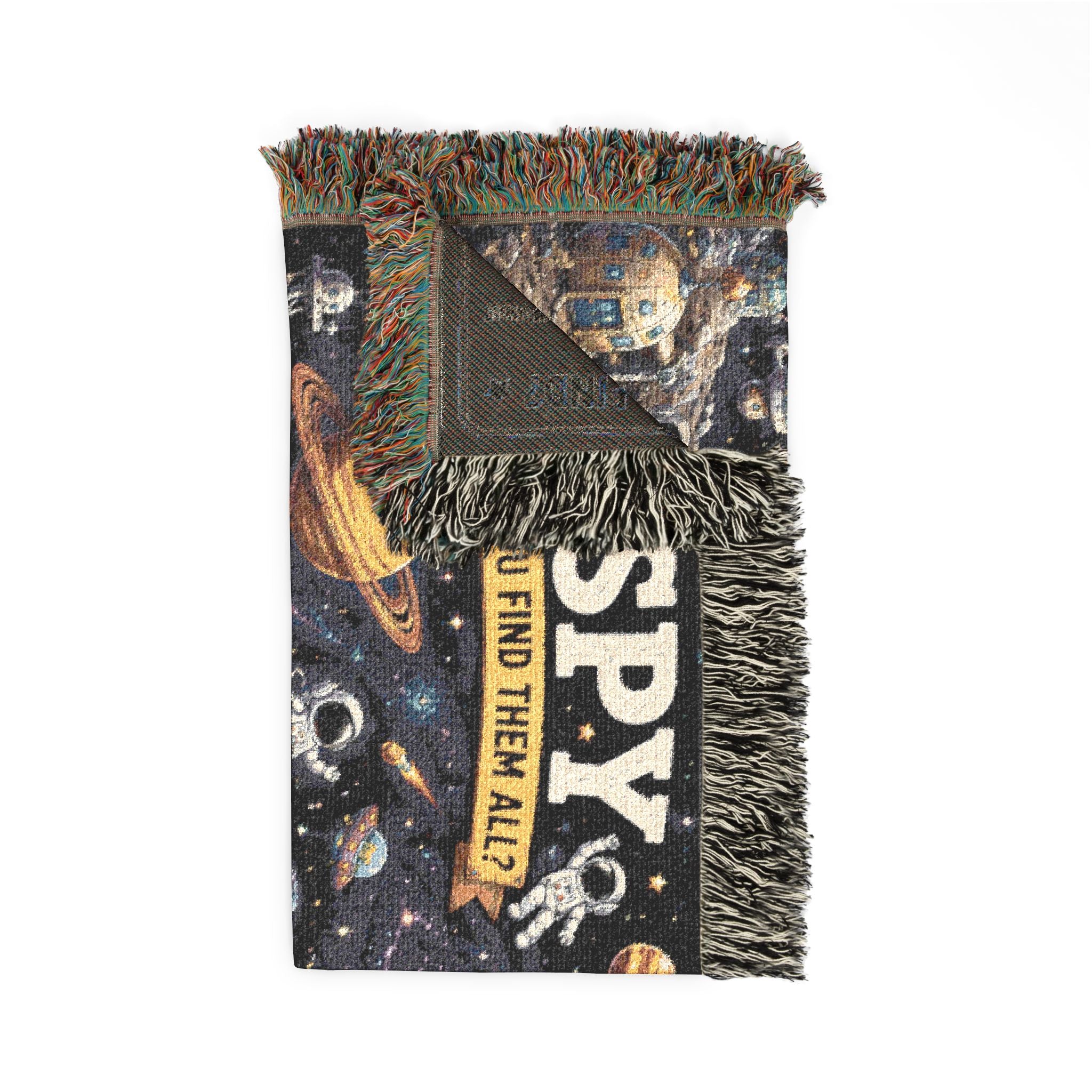 I SPY Space Adventure Woven Blanket | Outer Space Puzzle Scene