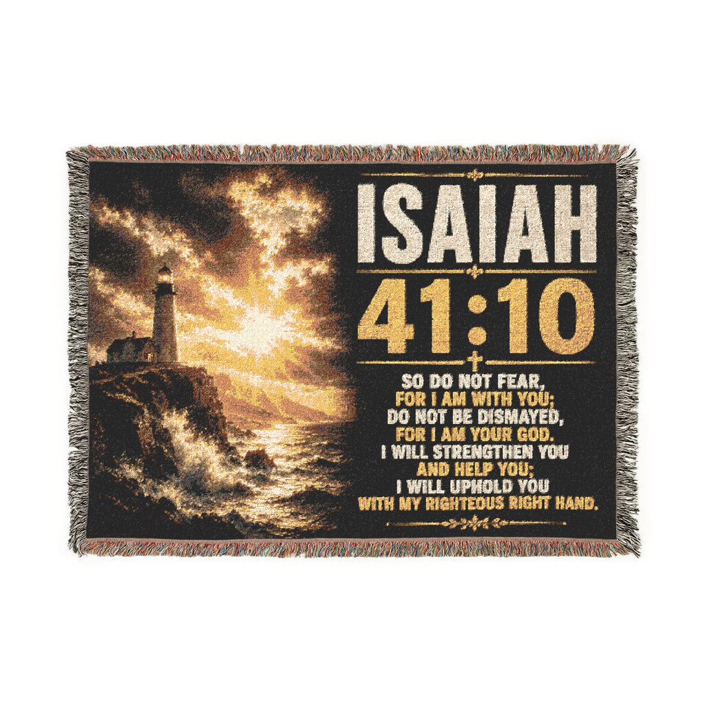 Isaiah 41:10 Scripture Woven Blanket | Bible Verse Throw, Lighthouse Design