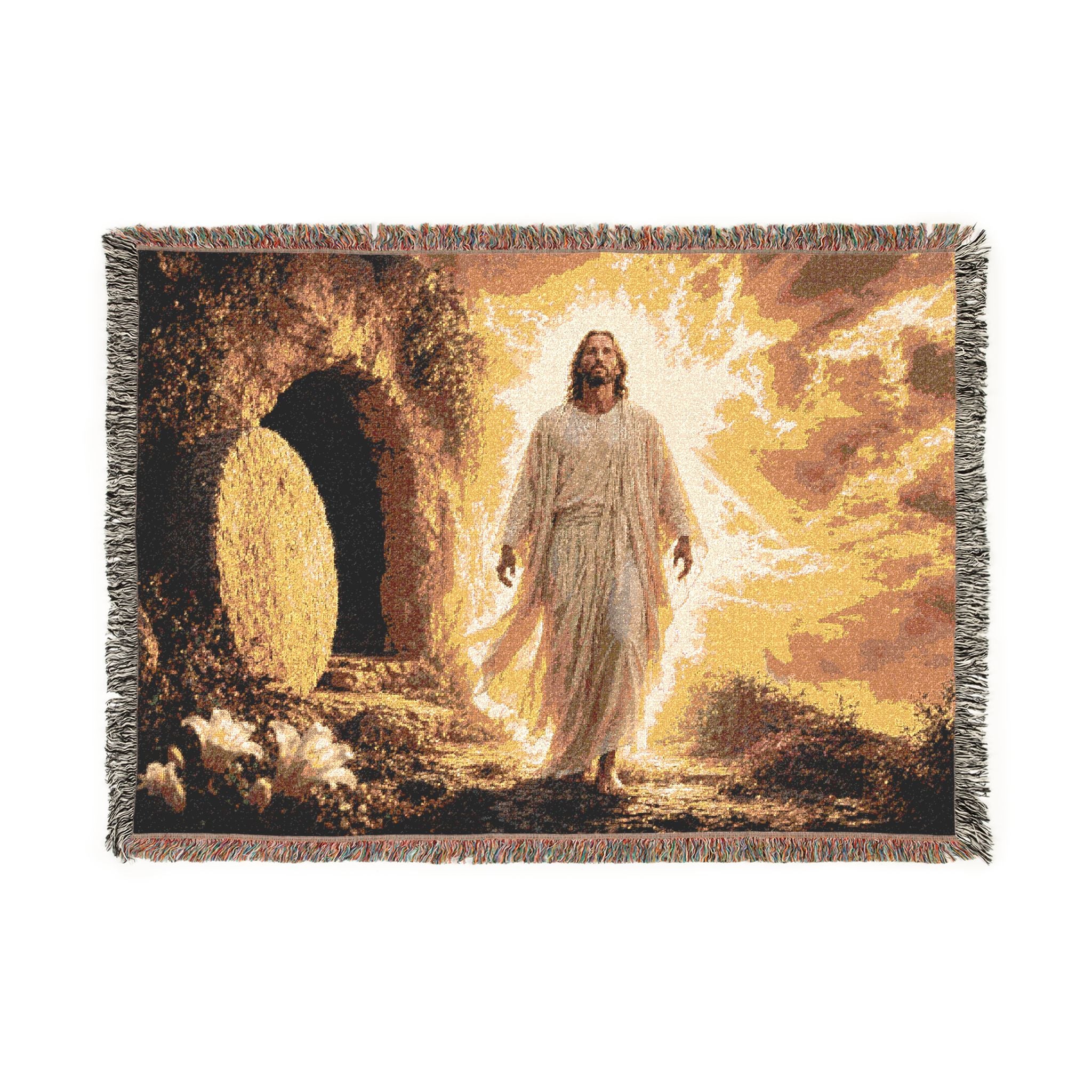 Resurrected Christ Woven Blanket | Religious Biblical Throw