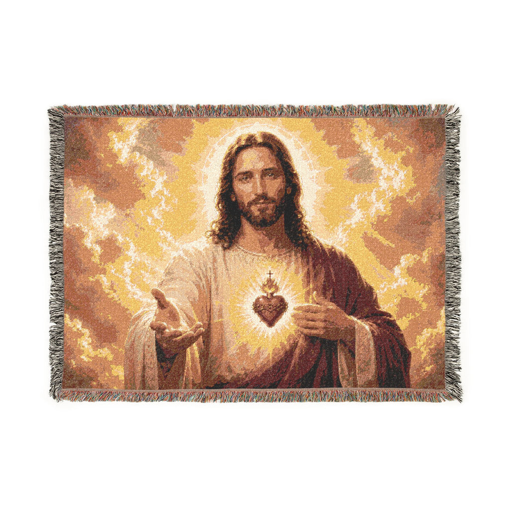 Sacred Heart Jesus Woven Blanket | Religious Throw, Christian Decor