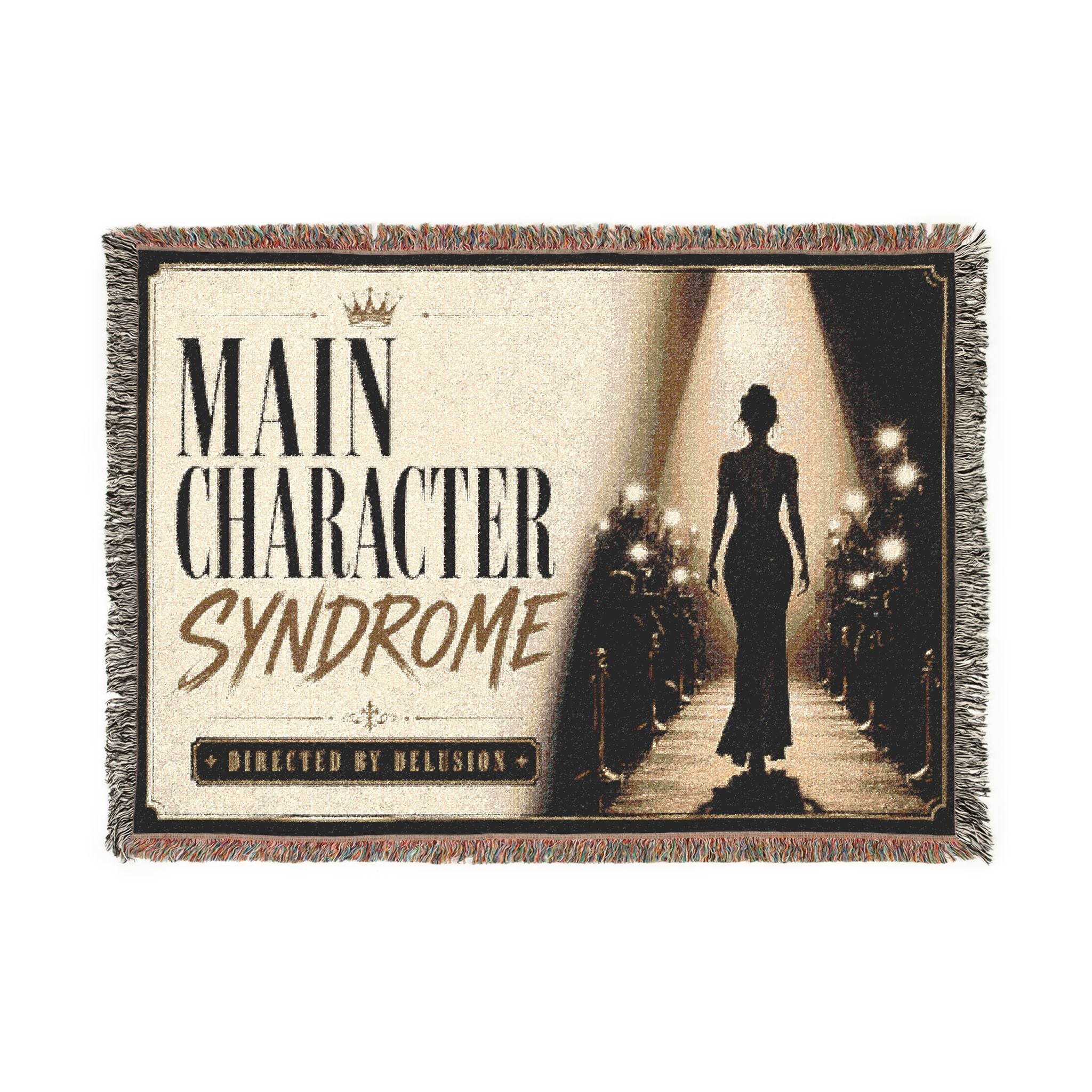 Main Character Syndrome Woven Blanket | Glamorous Silhouette, Theater Walkway
