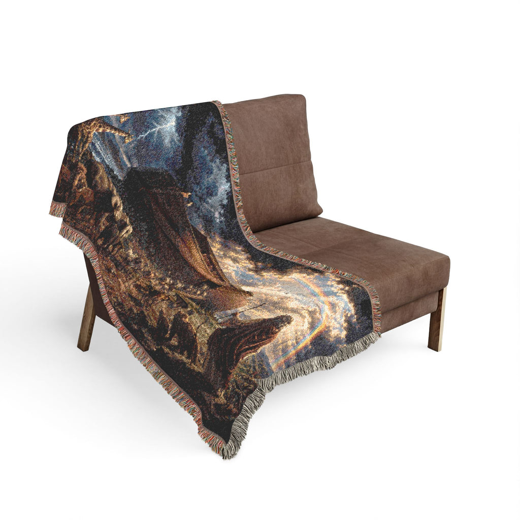 Noah's Ark Scene Woven Blanket | Rainbow, Animals, Biblical Landscape